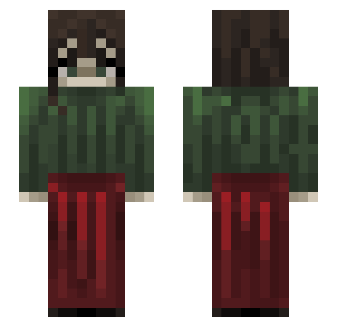 E1M11 Minecraft skin, front and back view