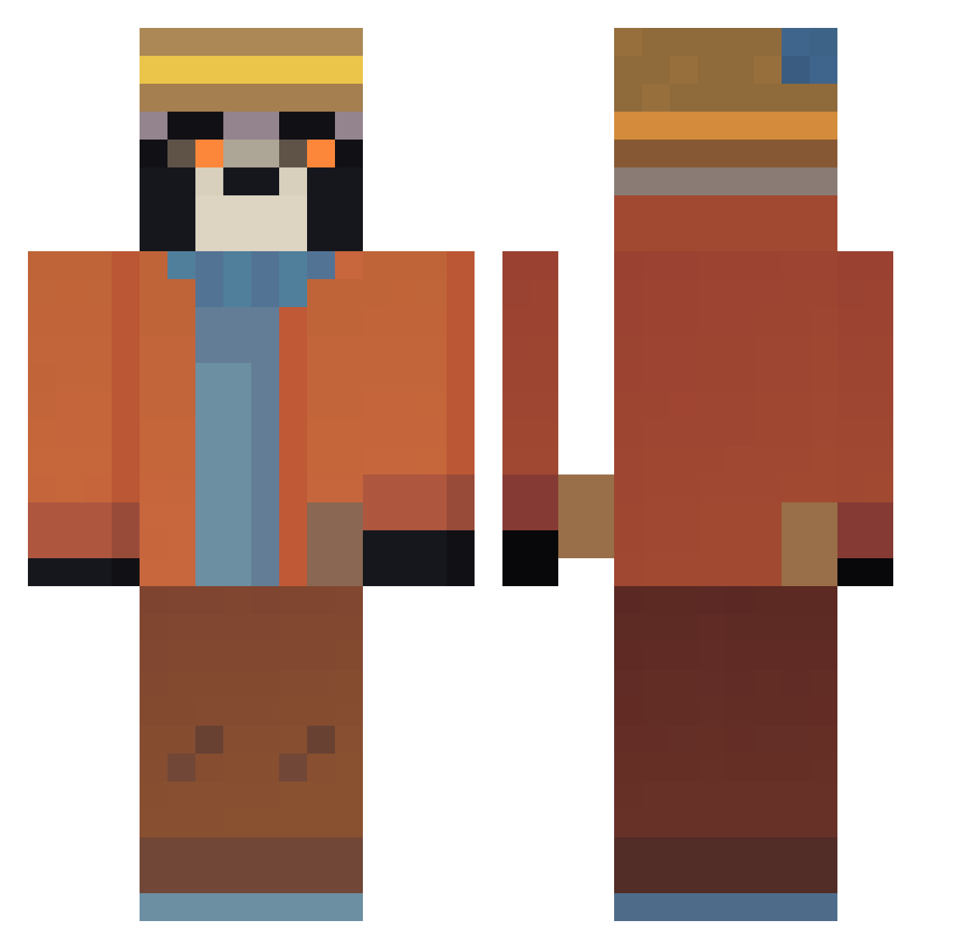 Rustedwind Minecraft skin, front and back view