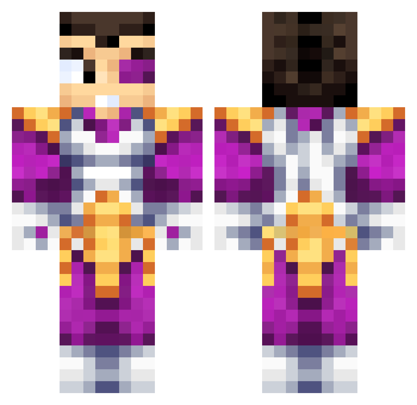 memide3cm Minecraft skin, front and back view