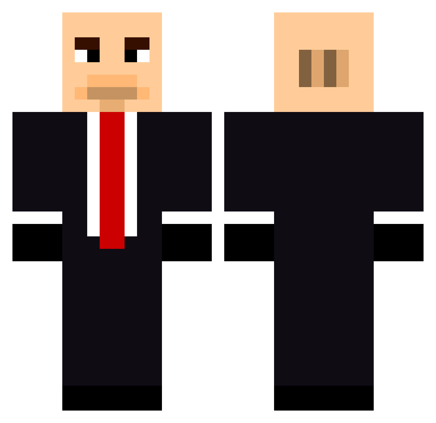 Flukeworm Minecraft skin, front and back view