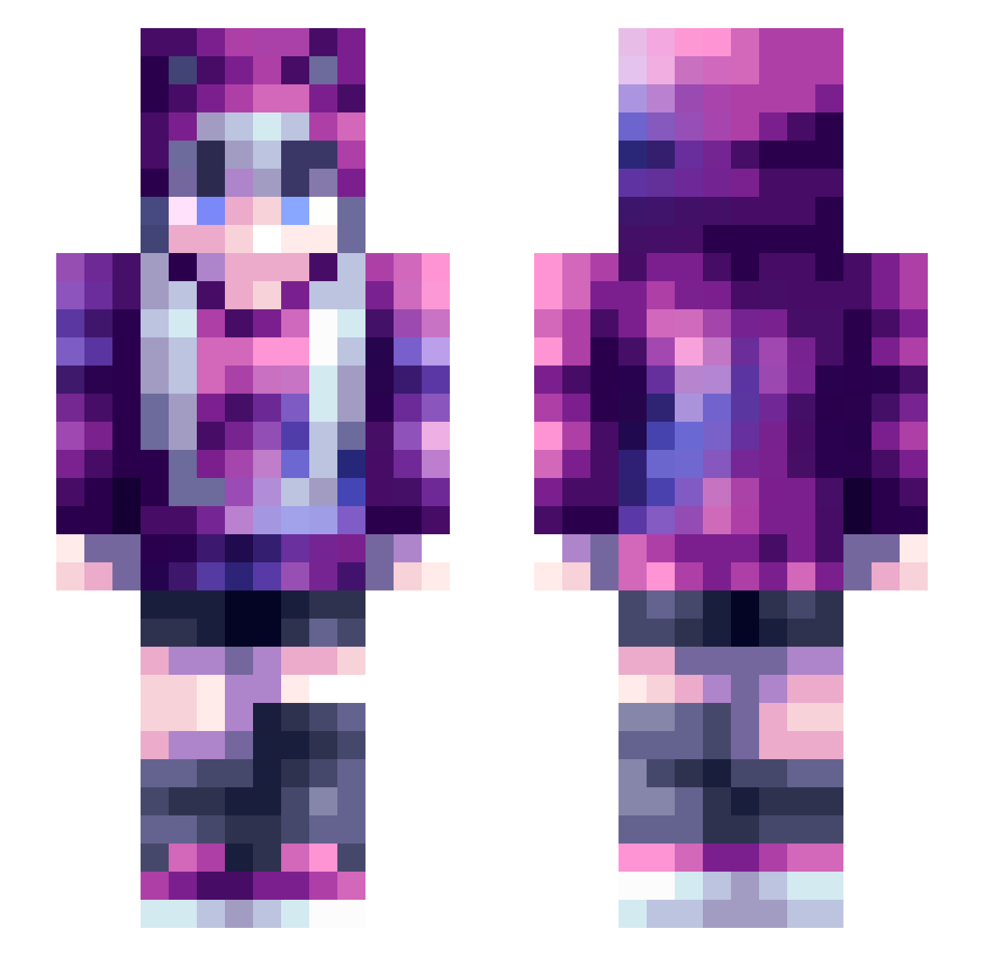 Xendana Minecraft skin, front and back view