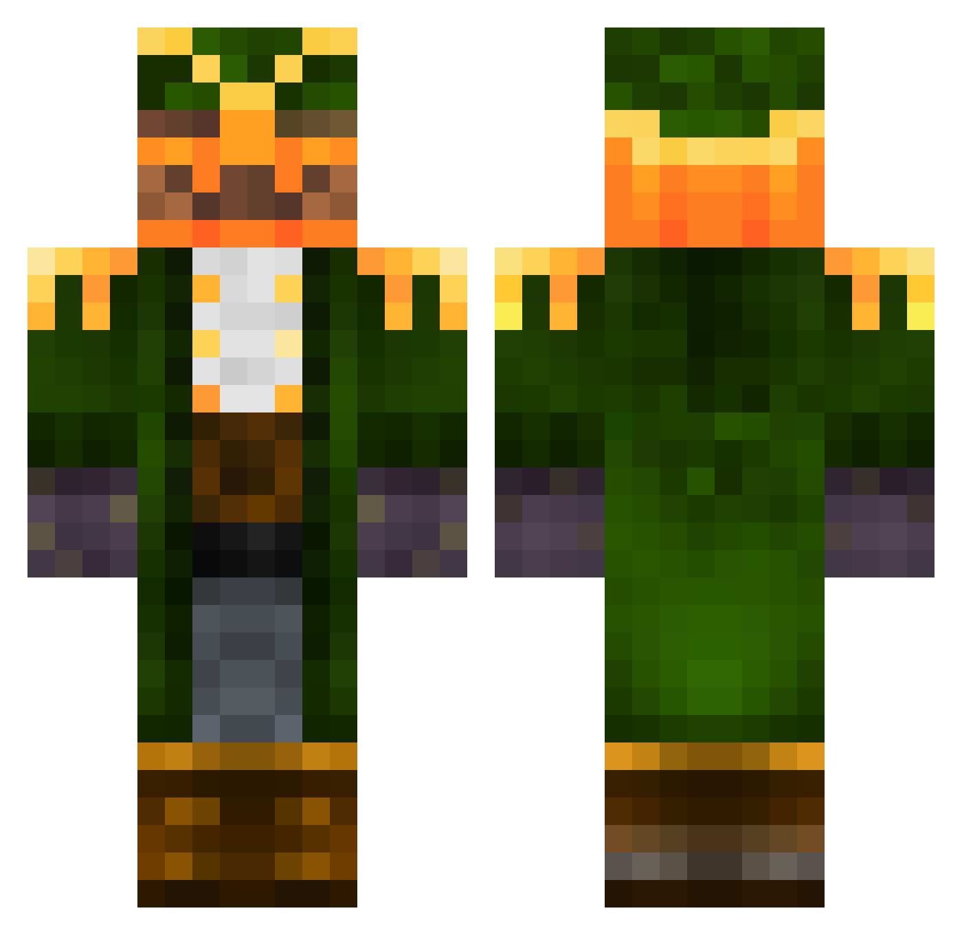 PumpkinGodVA Minecraft skin, front and back view