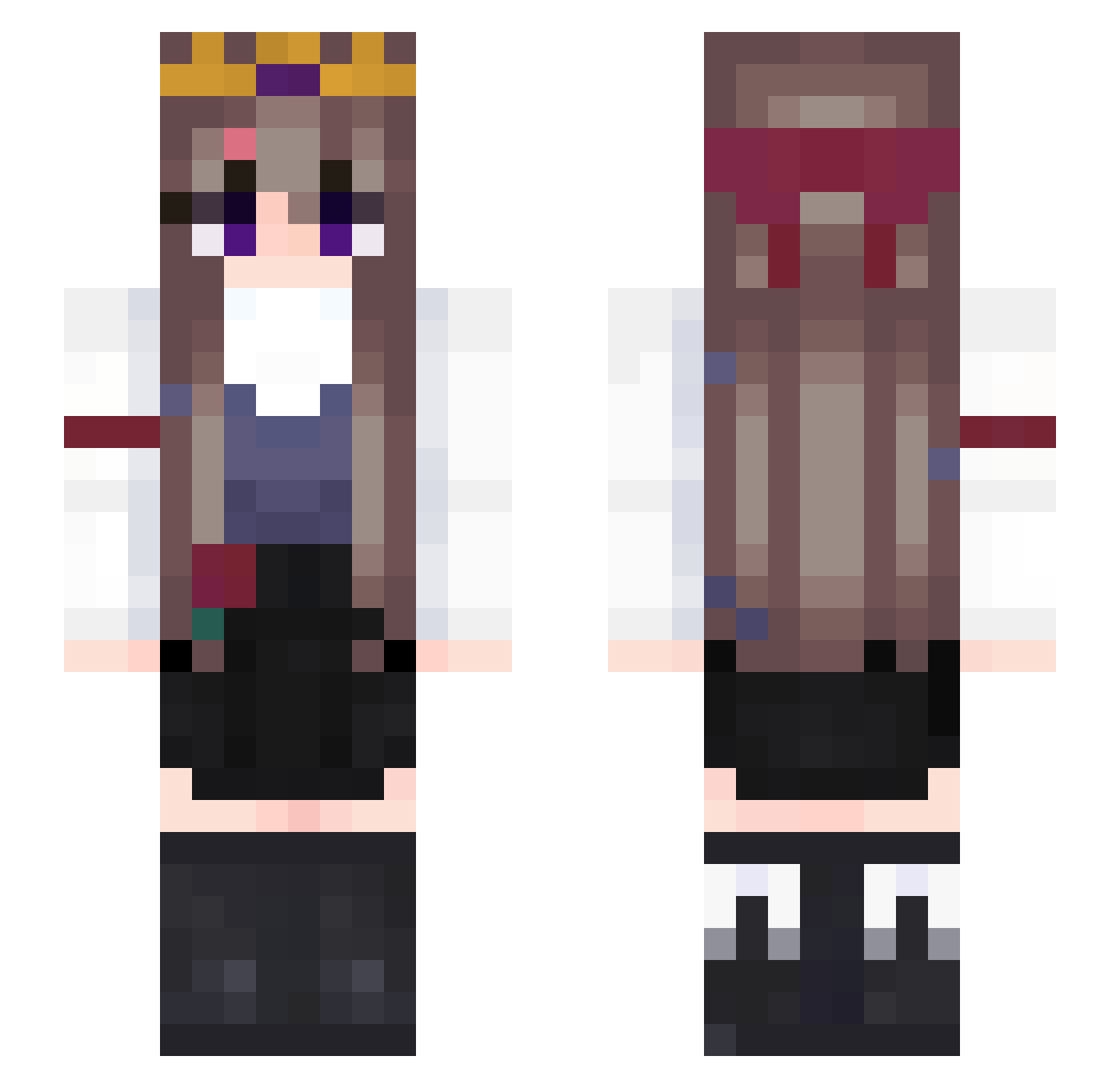 Gold3n_Luna Minecraft skin, front and back view
