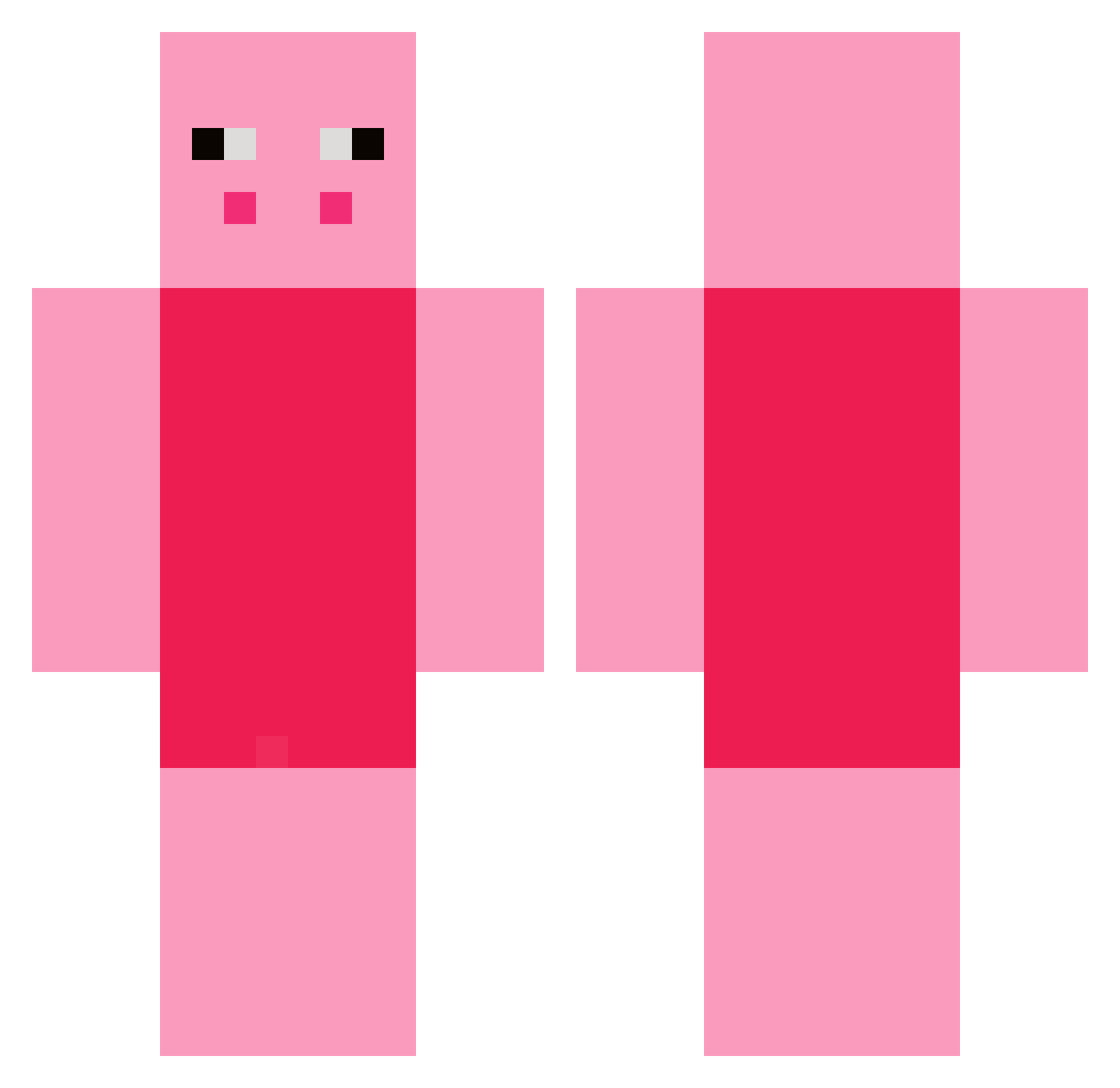 PippaPork Minecraft skin, front and back view