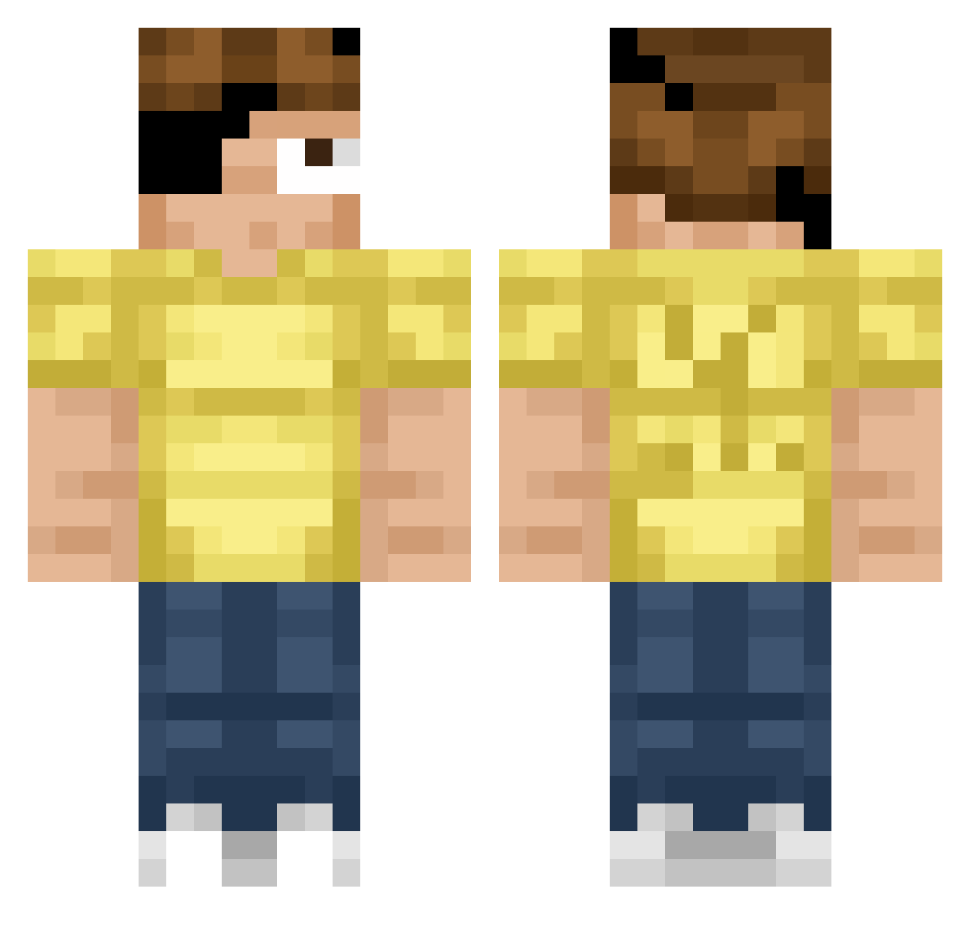 SkibidiTrinity Minecraft skin, front and back view
