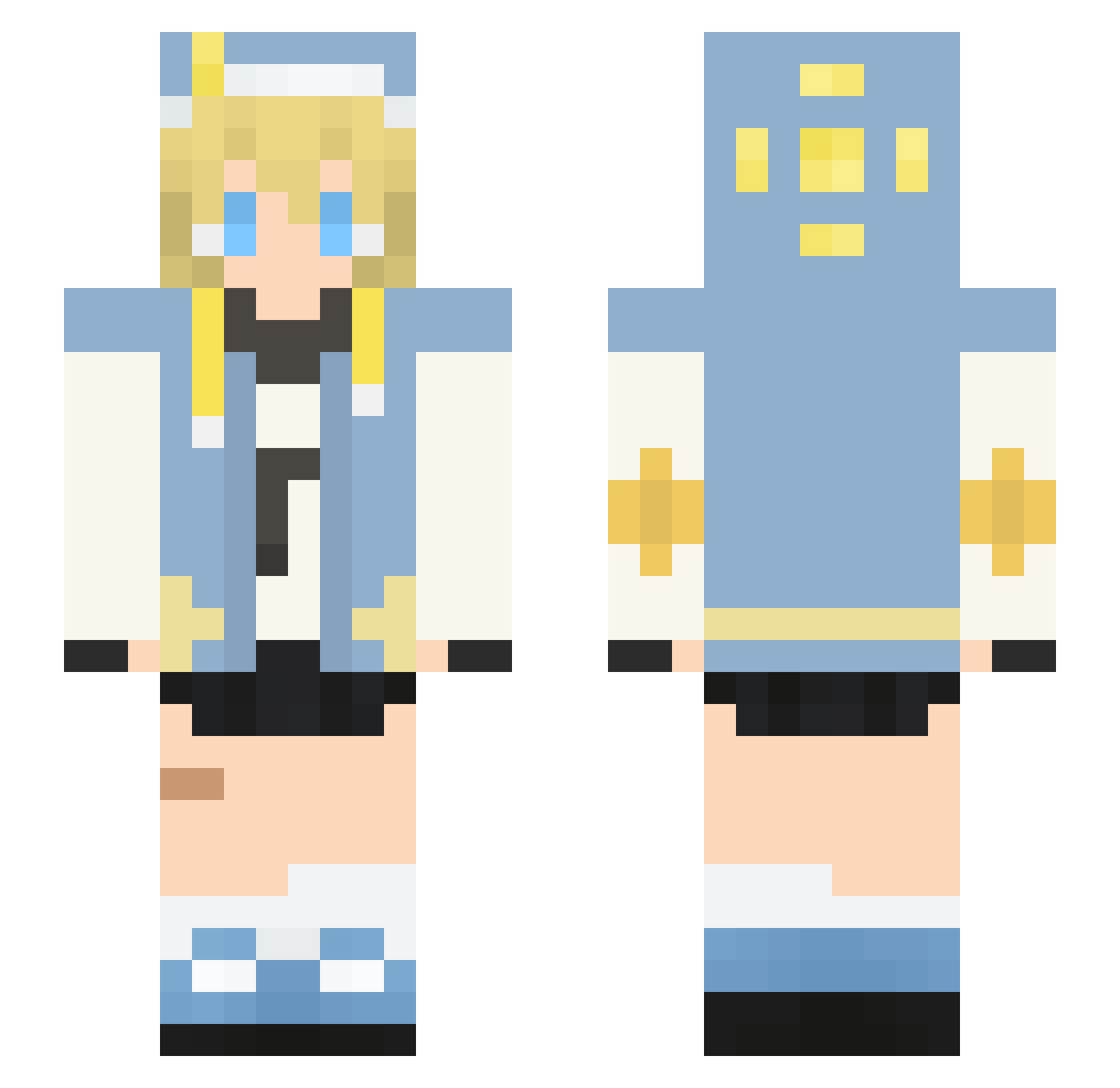 RealSayori Minecraft skin, front and back view