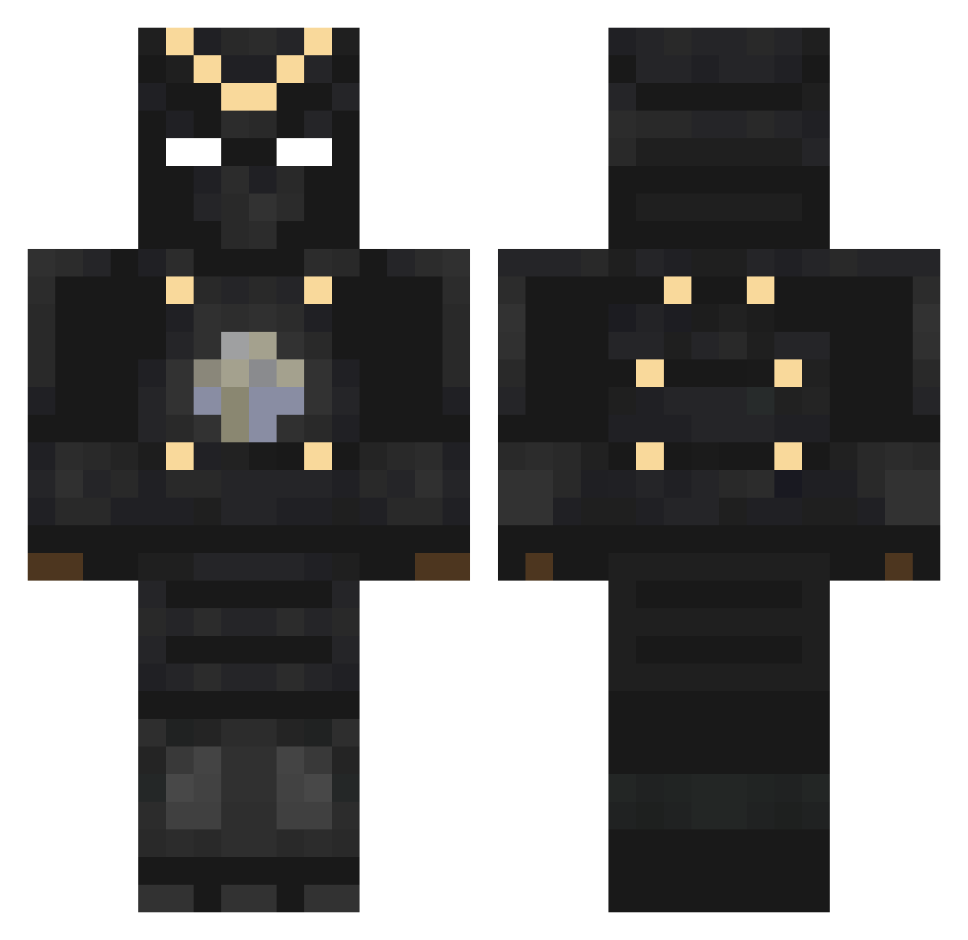 Disambiguate Minecraft skin, front and back view