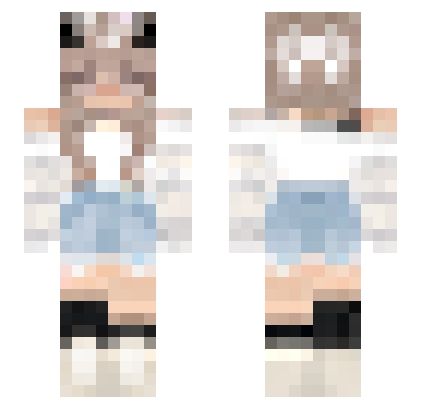 Sputton Minecraft skin, front and back view