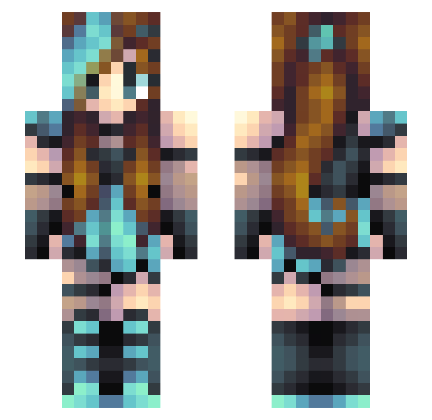 Haileybug5 Minecraft skin, front and back view