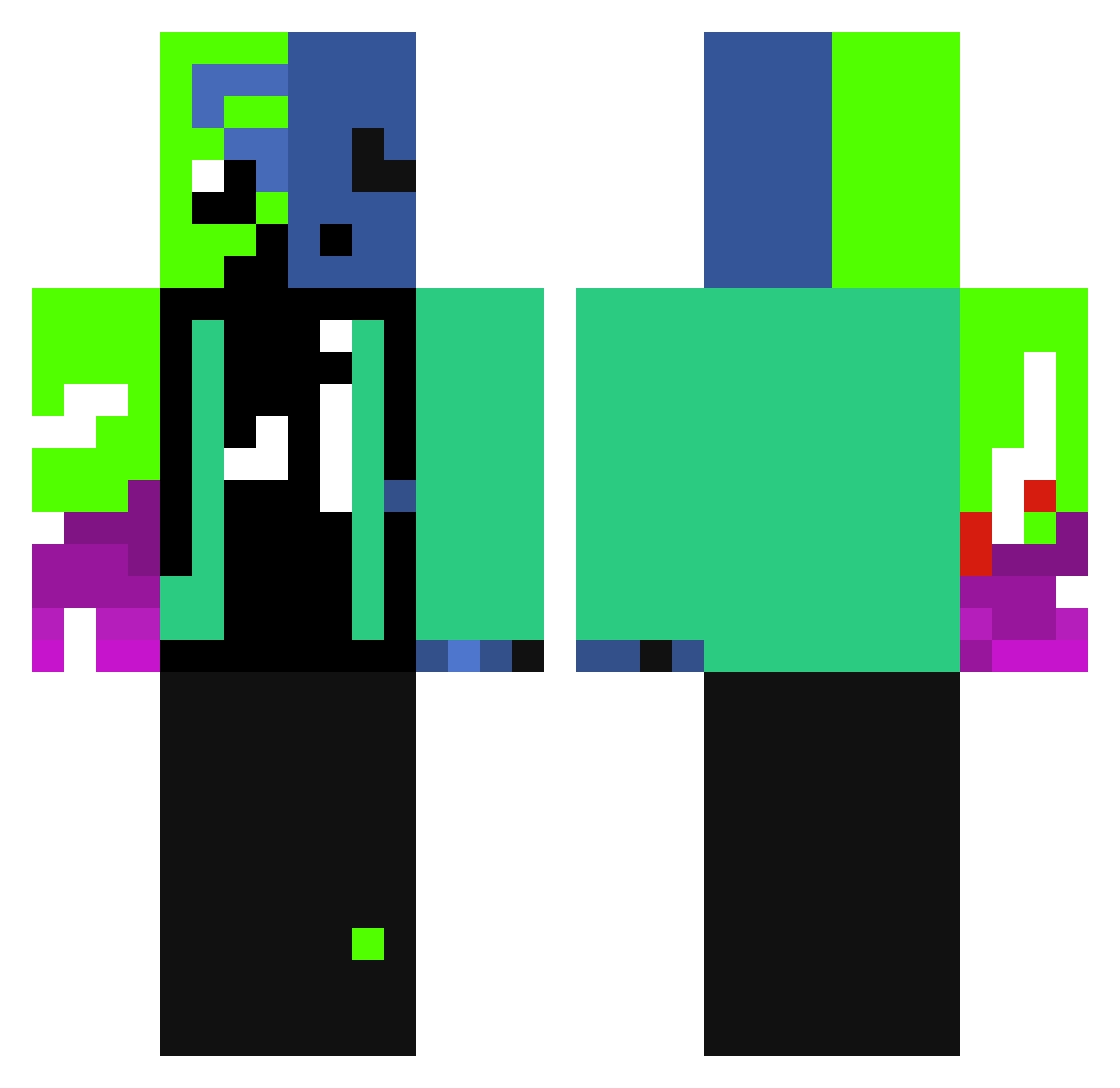 Gwynbl3id Minecraft skin, front and back view