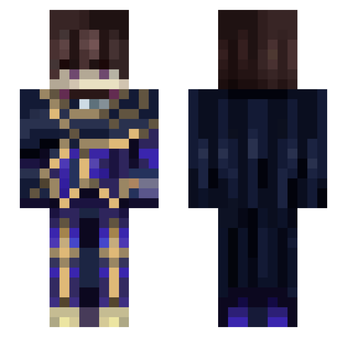 Bridgespam Minecraft skin, front and back view