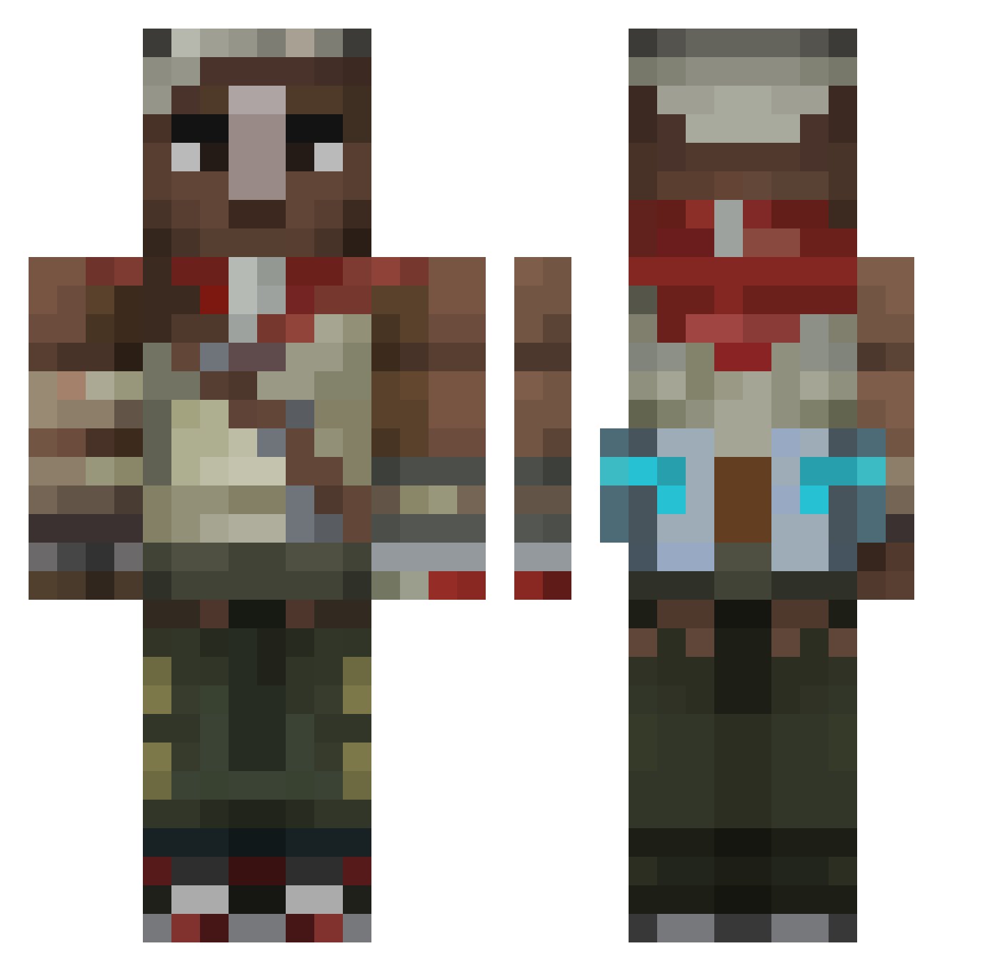 SwapWaifu Minecraft skin, front and back view