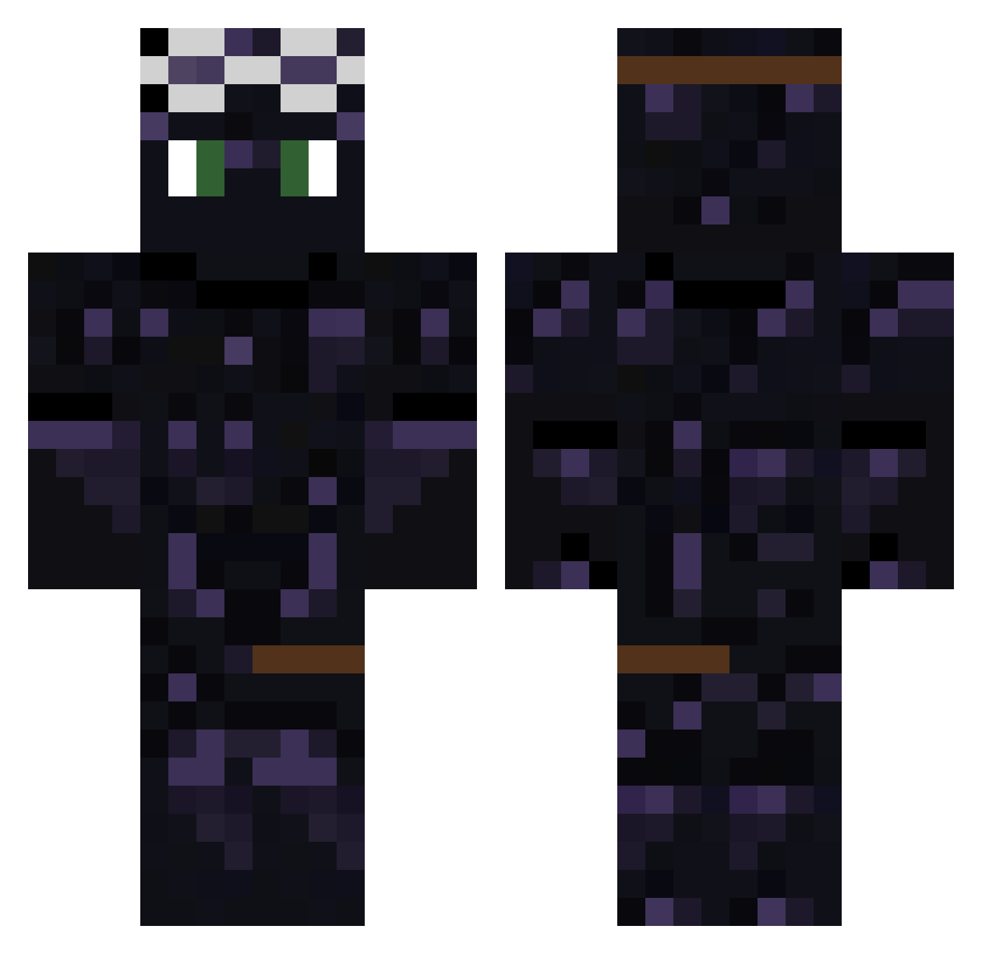 Pravity Minecraft skin, front and back view