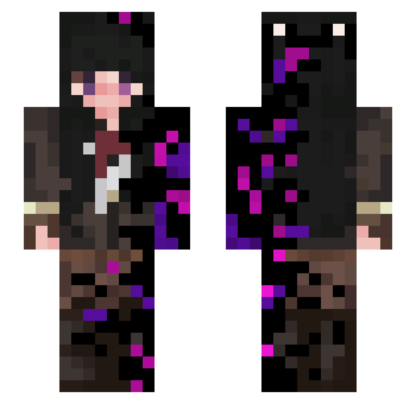 LuluDeluluLuloui Minecraft skin, front and back view