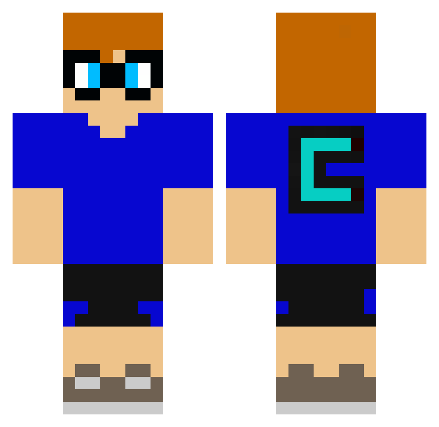 Cyberloid131 Minecraft skin, front and back view