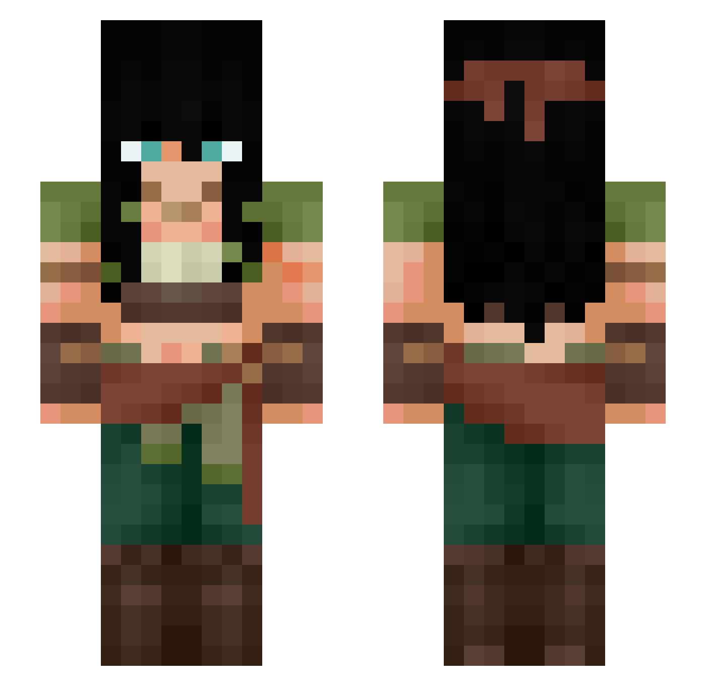 SkullyBlu Minecraft skin, front and back view