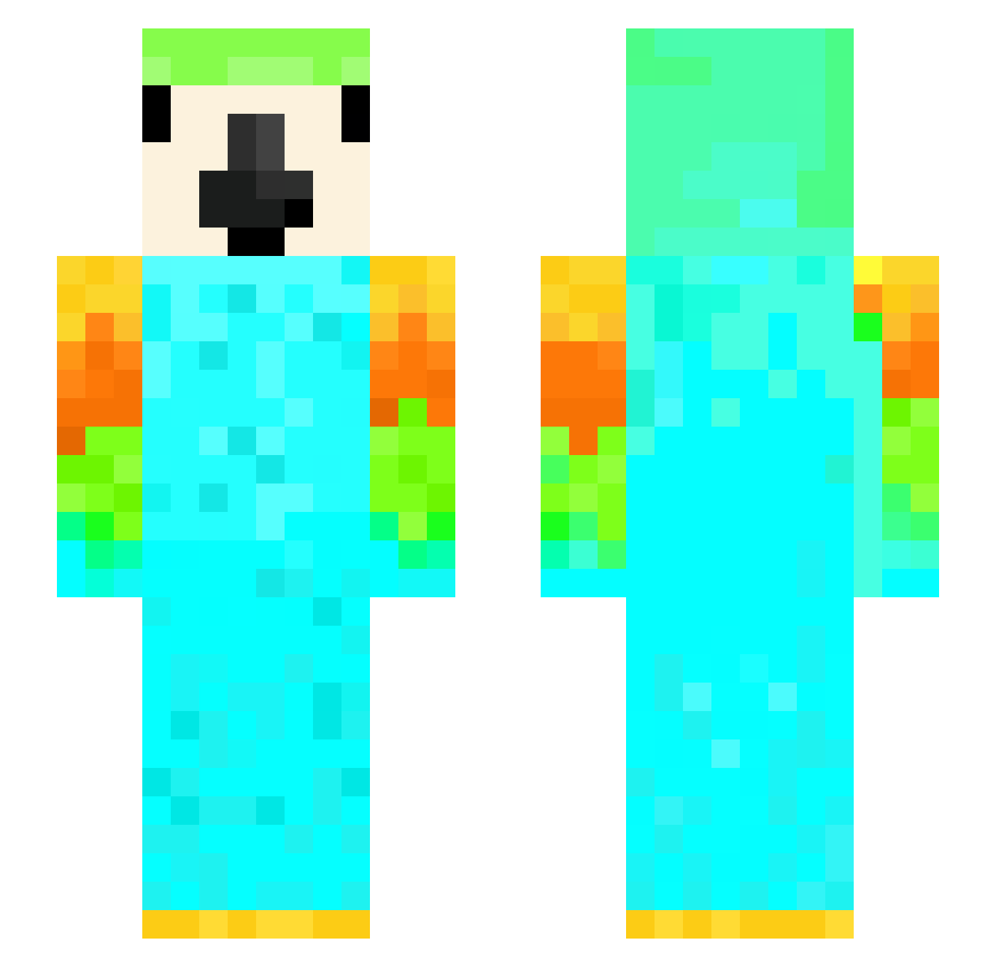 agojk Minecraft skin, front and back view