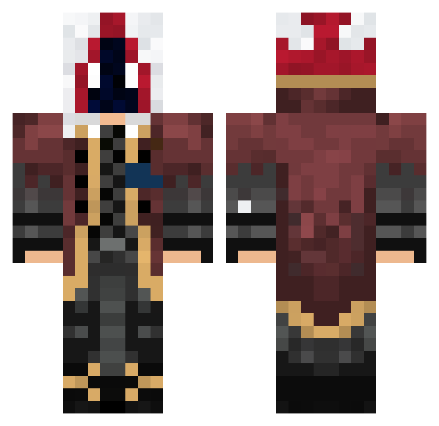 Fedenegrito Minecraft skin, front and back view