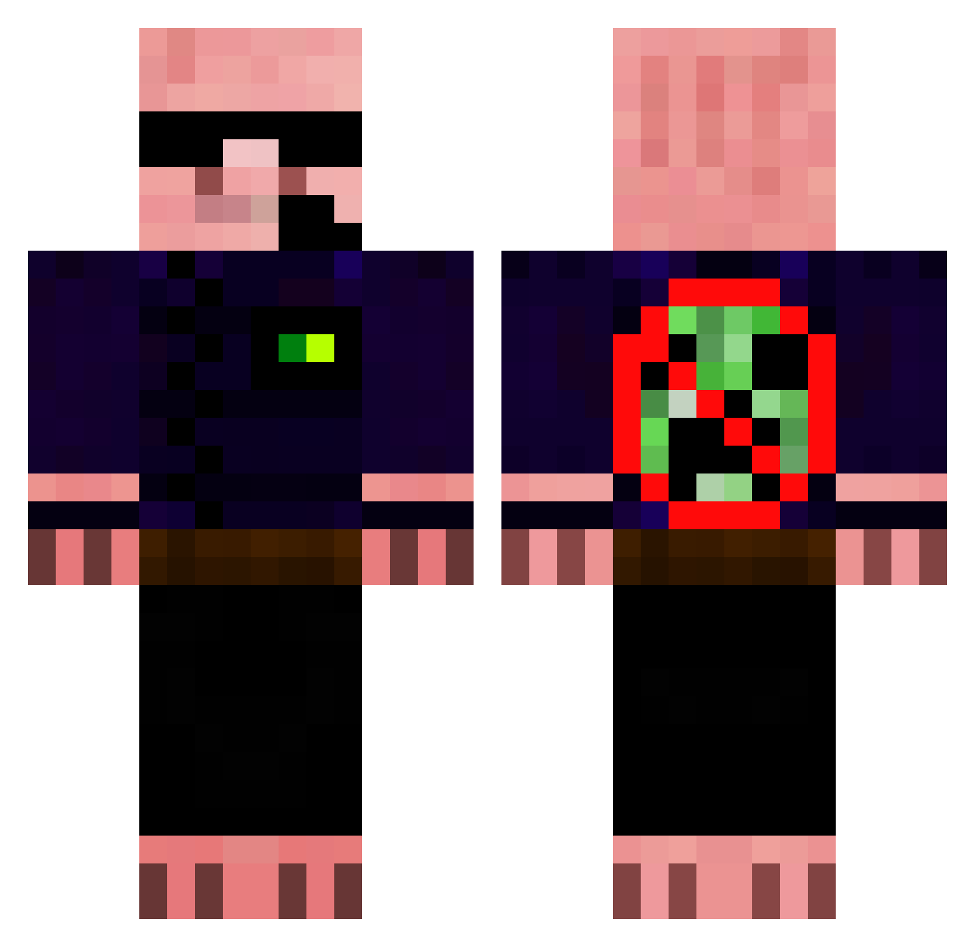 Piggy Minecraft skin, front and back view