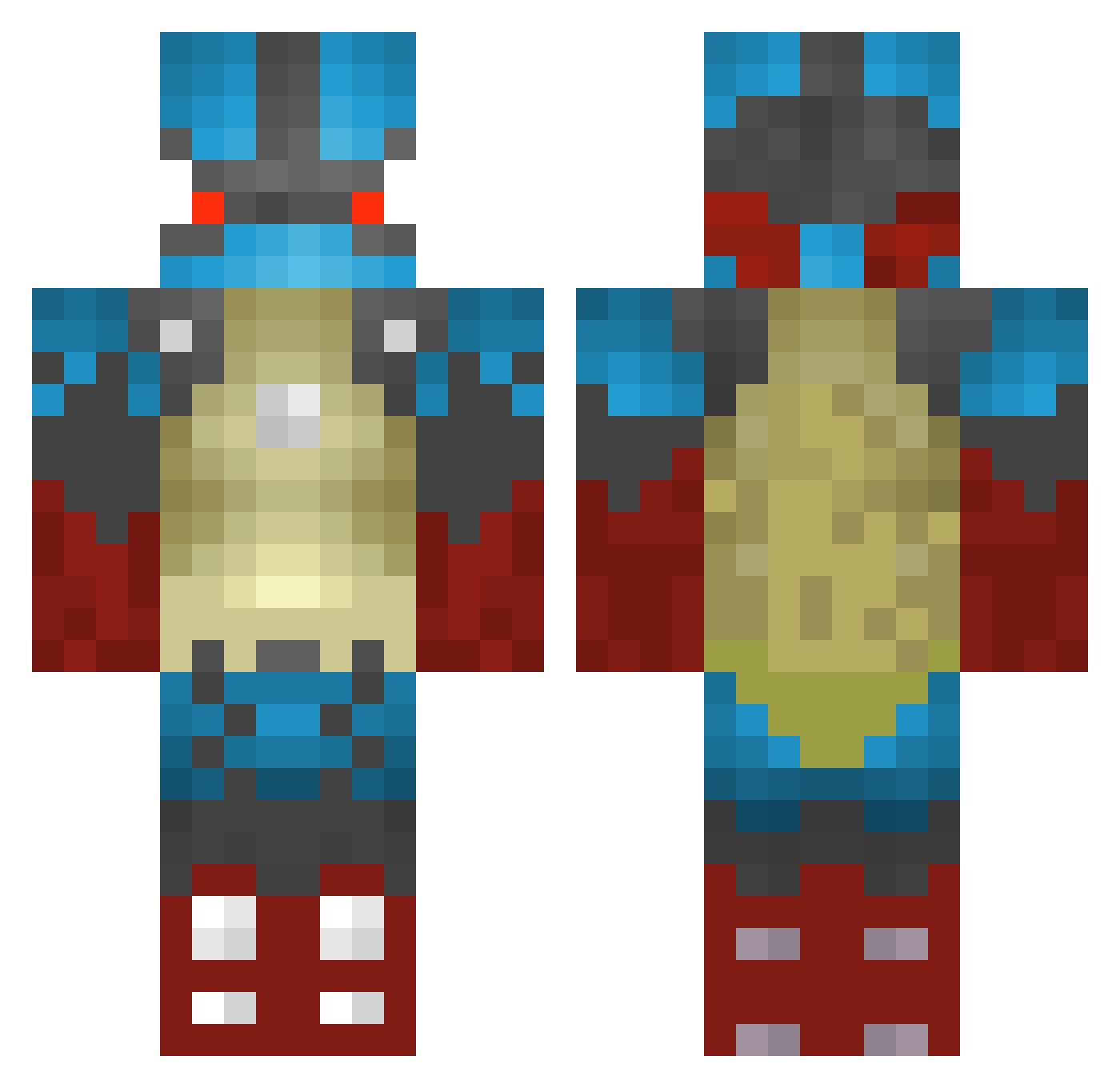 Raulem99 Minecraft skin, front and back view