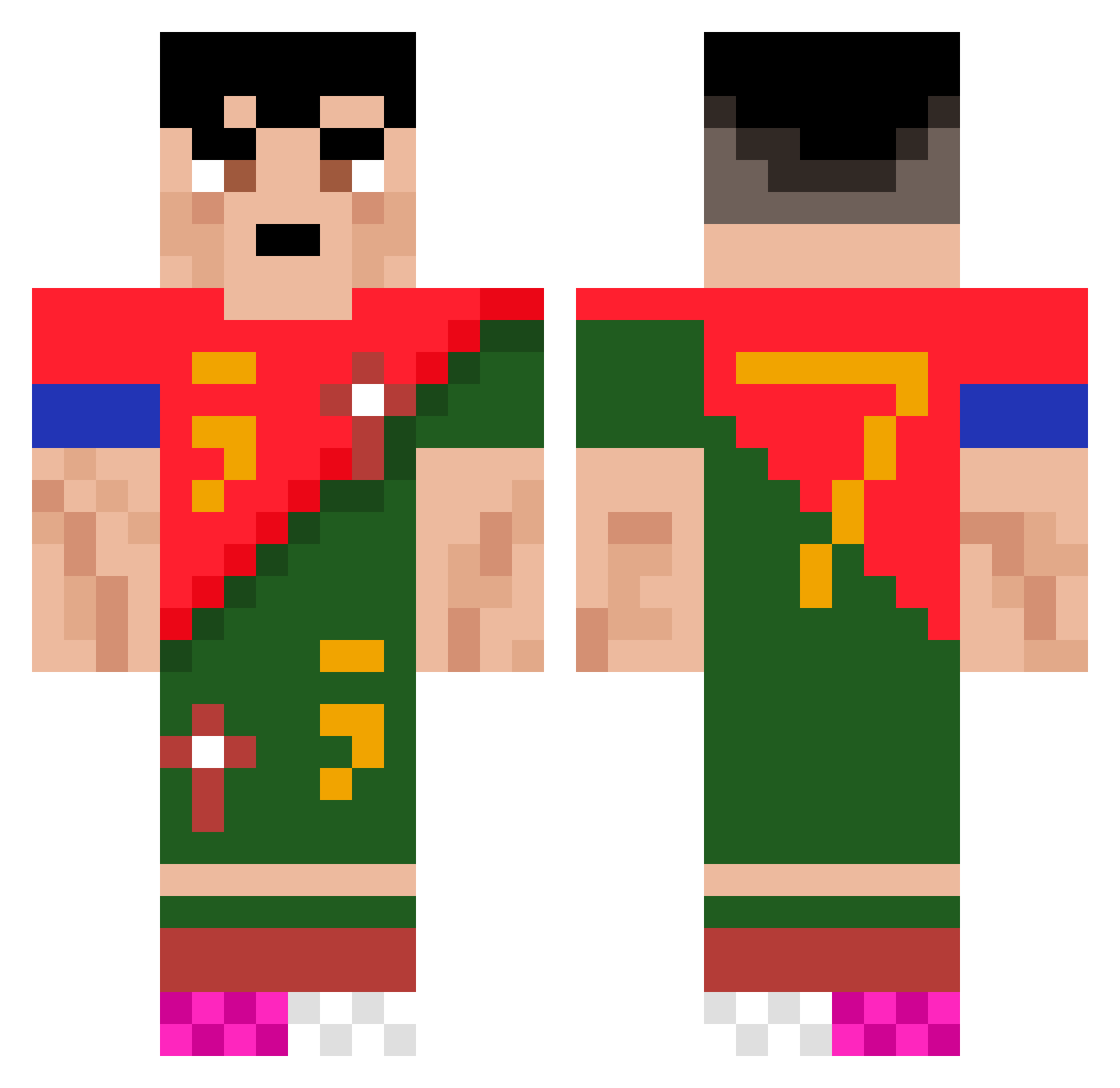 RafaaXD Minecraft skin, front and back view