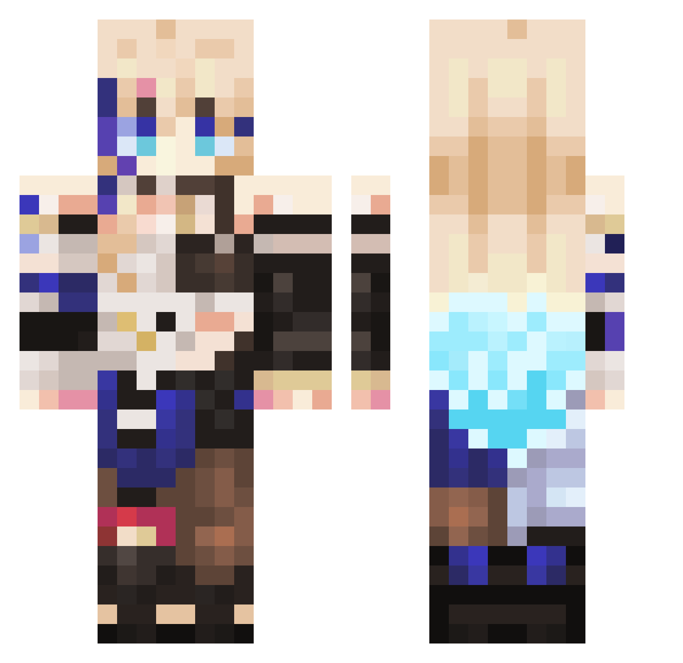 Gasteriamod Minecraft skin, front and back view