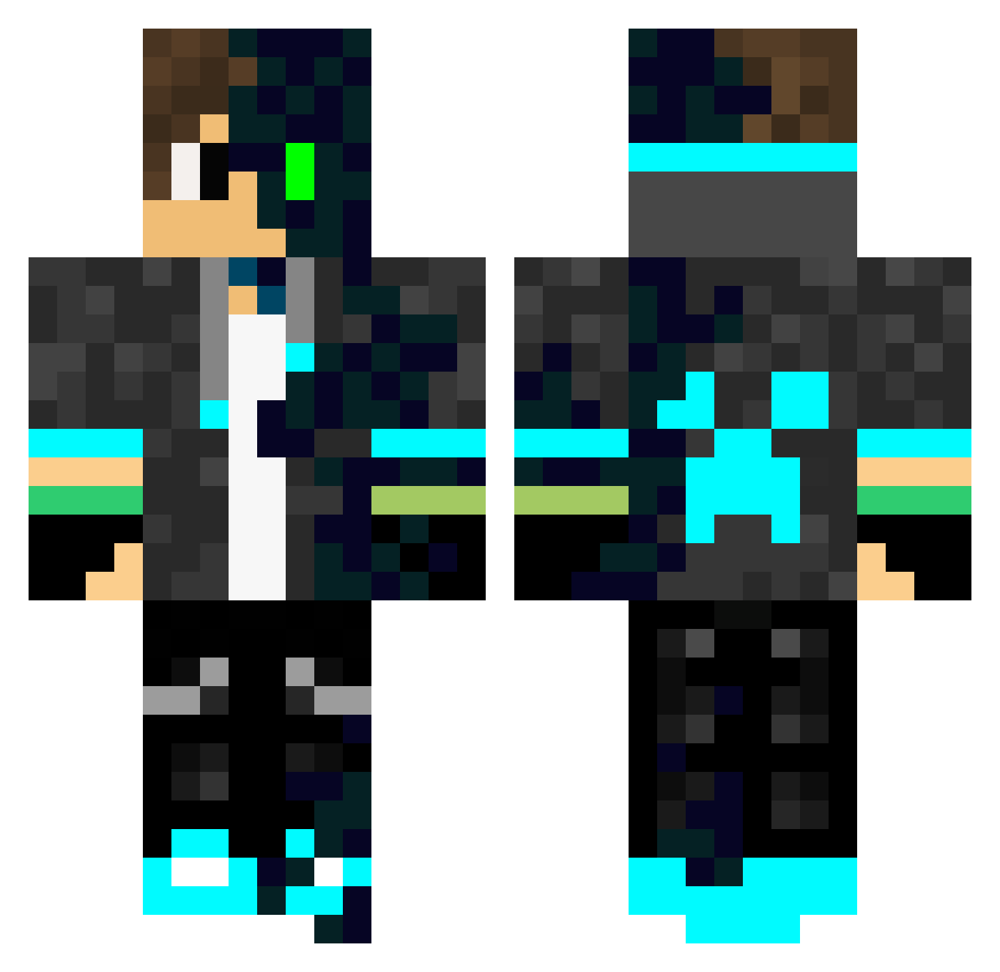 HalfEnder Minecraft skin, front and back view