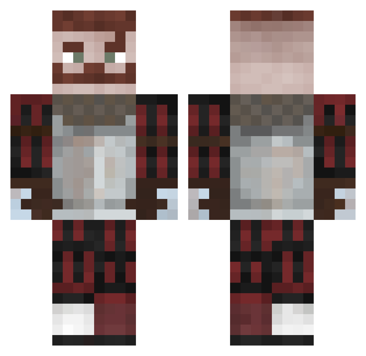 EzioMinetore Minecraft skin, front and back view