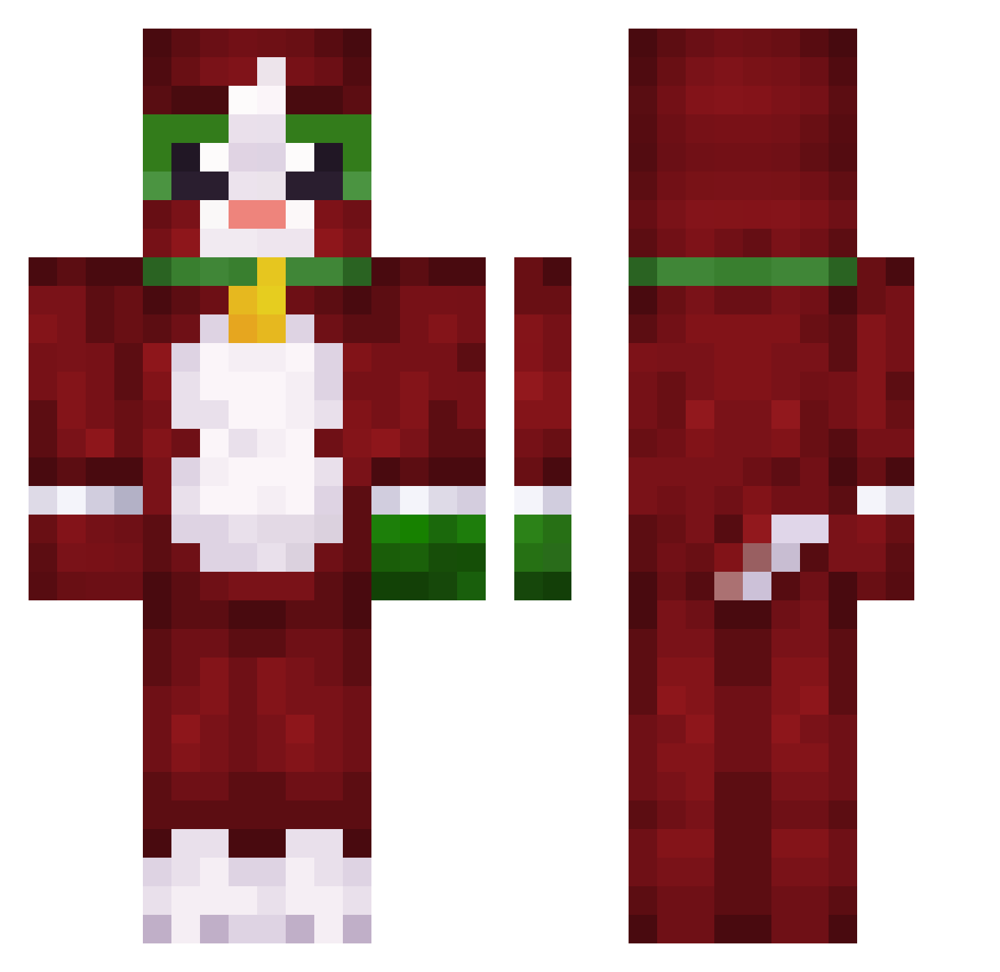 not2o Minecraft skin, front and back view