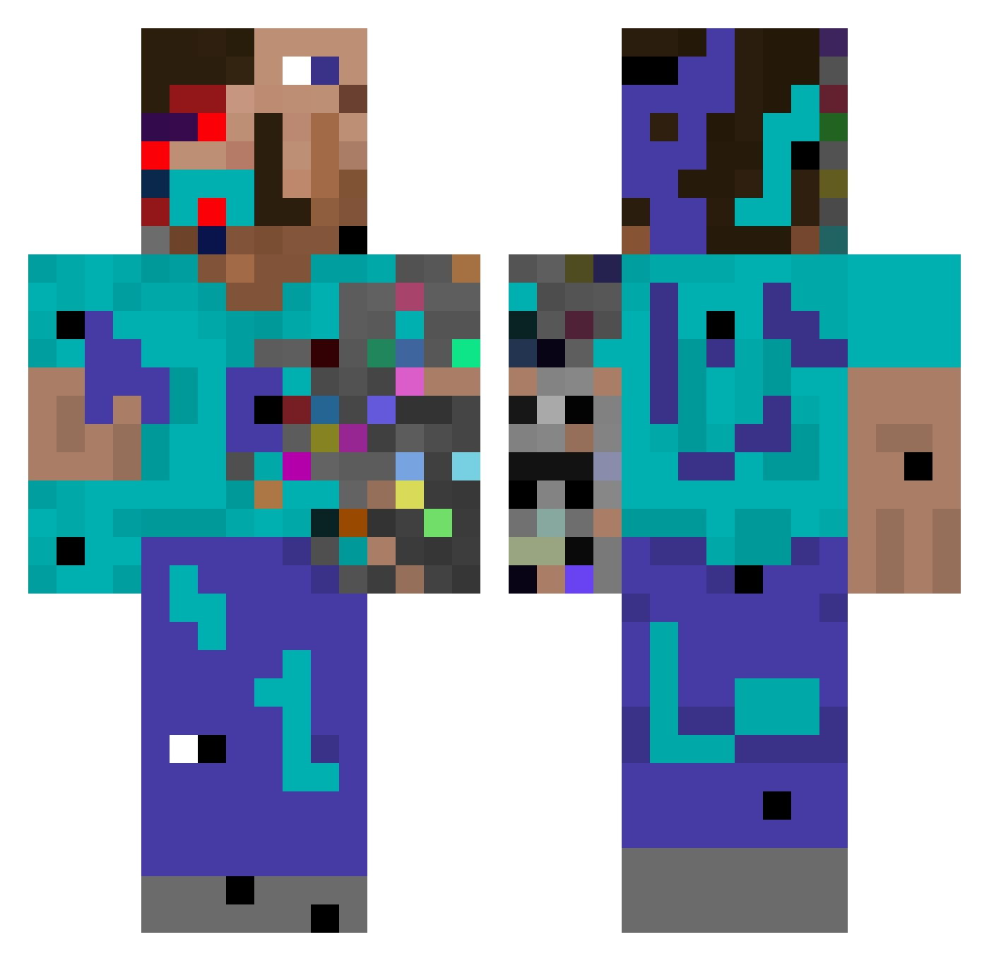 ktop1 Minecraft skin, front and back view