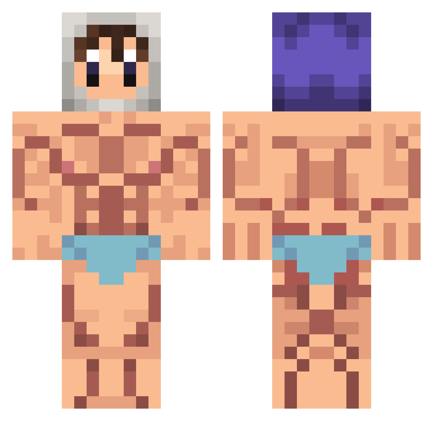 pingprincess Minecraft skin, front and back view
