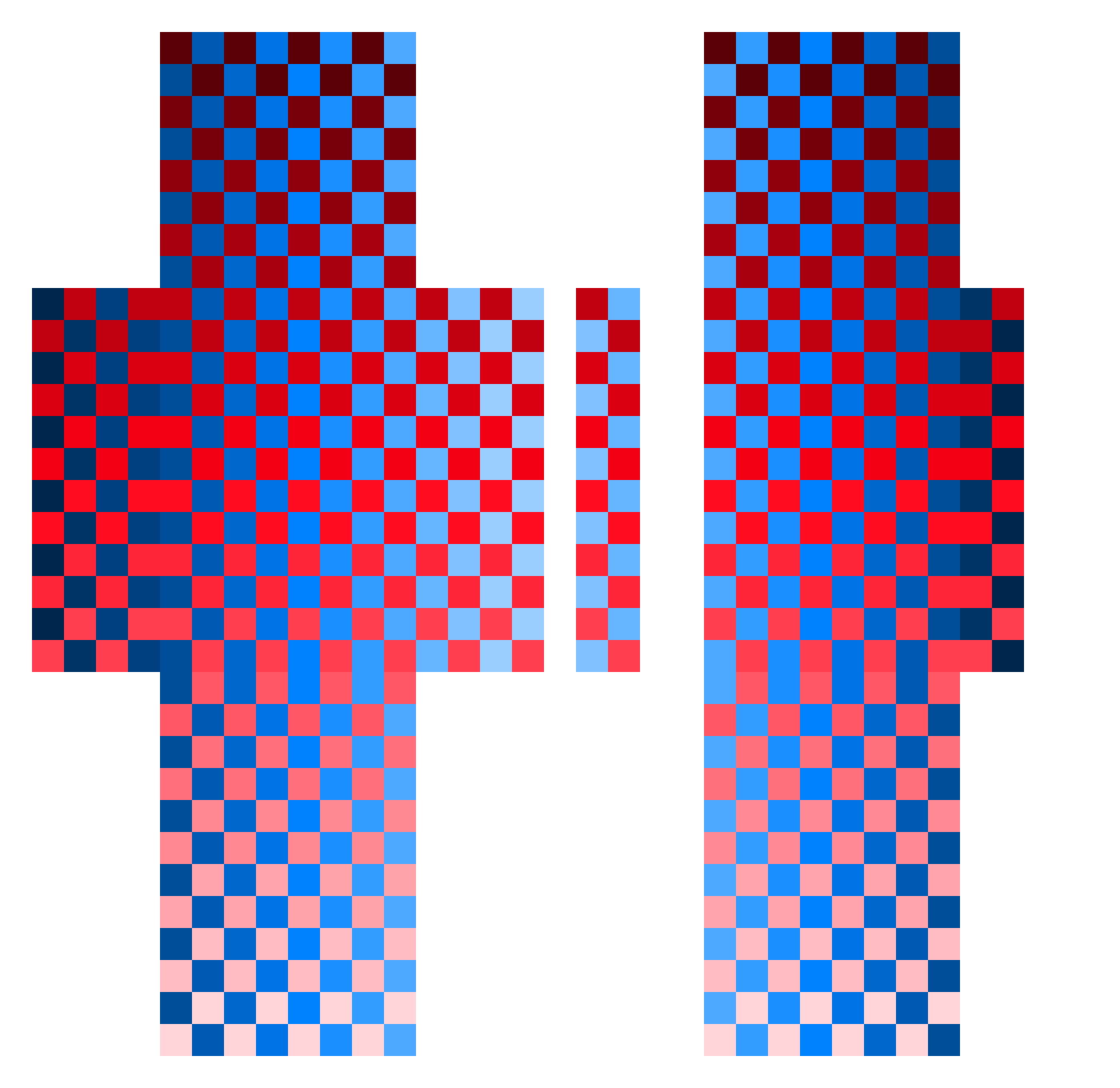 MCMLXIX Minecraft skin, front and back view