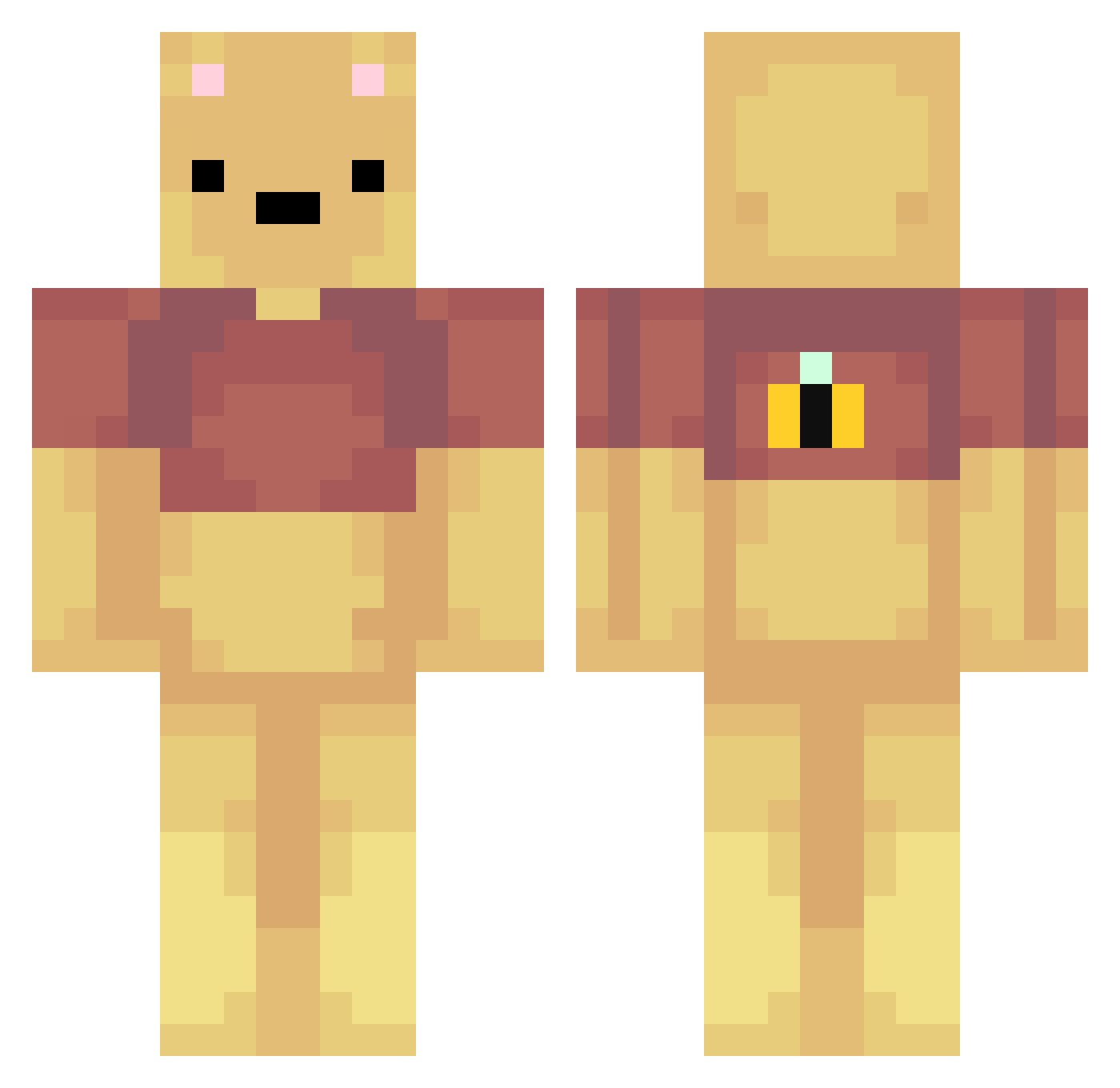 Jadhor Minecraft skin, front and back view