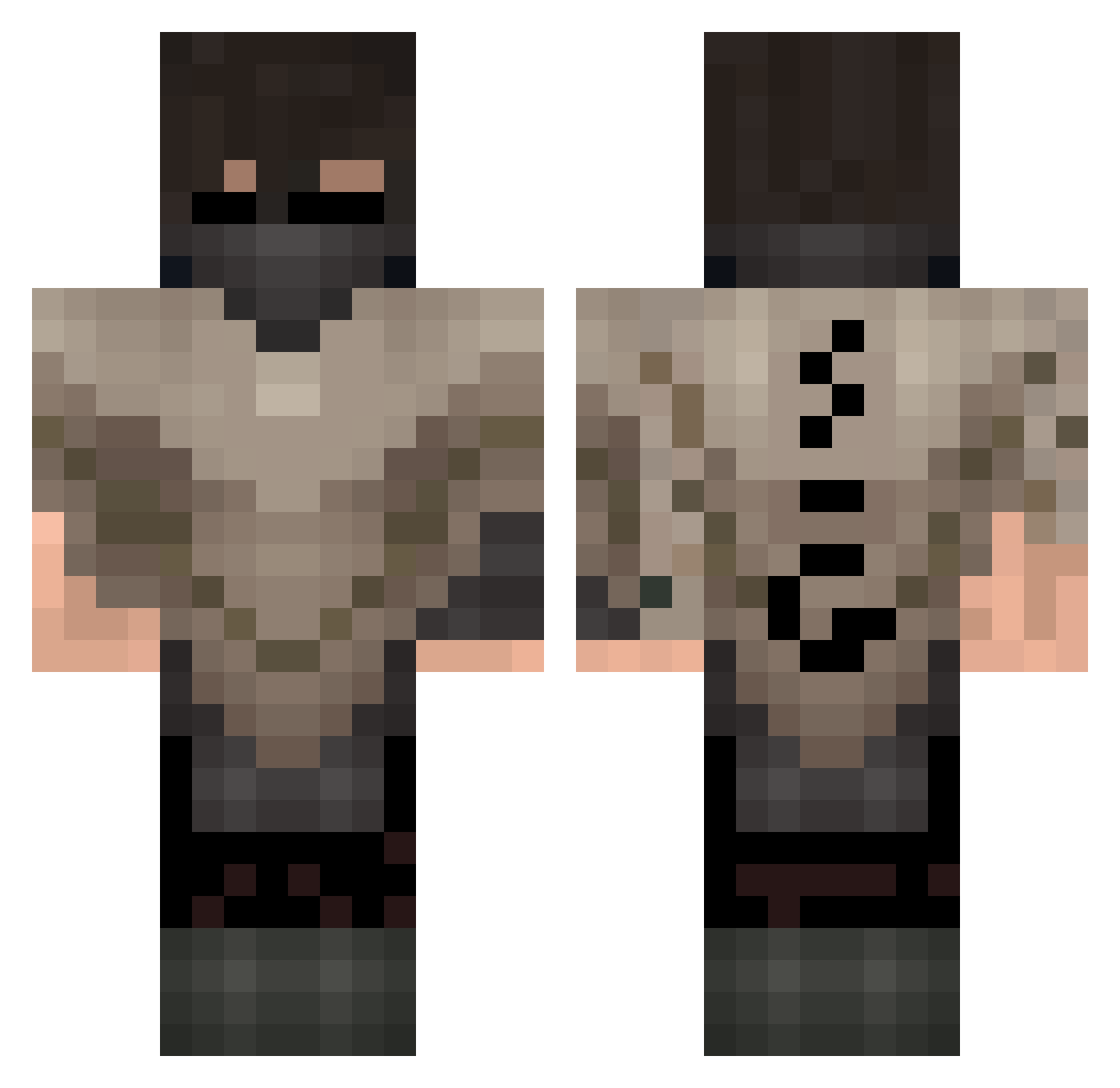 TyGeekz Minecraft skin, front and back view