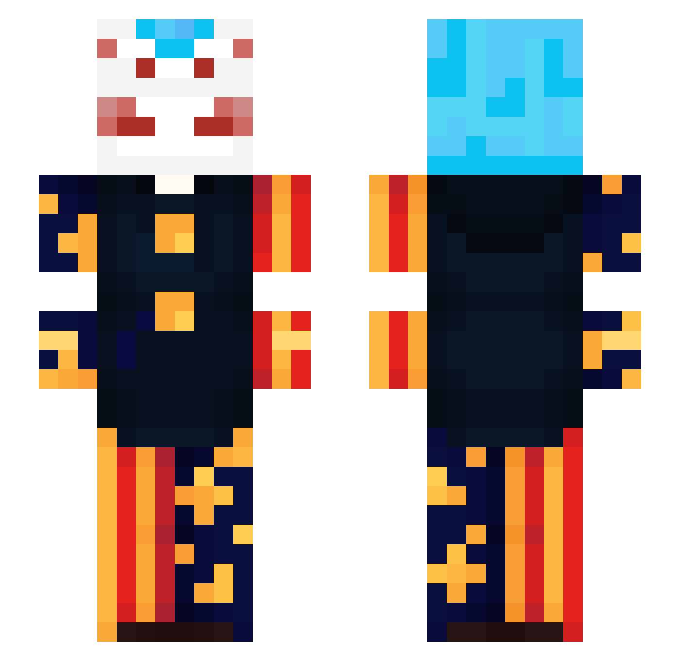 EggierPanic Minecraft skin, front and back view