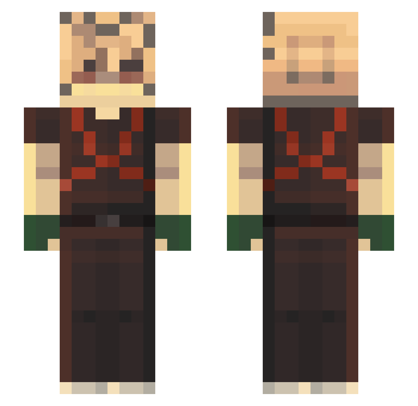 aresdotmp3 Minecraft skin, front and back view
