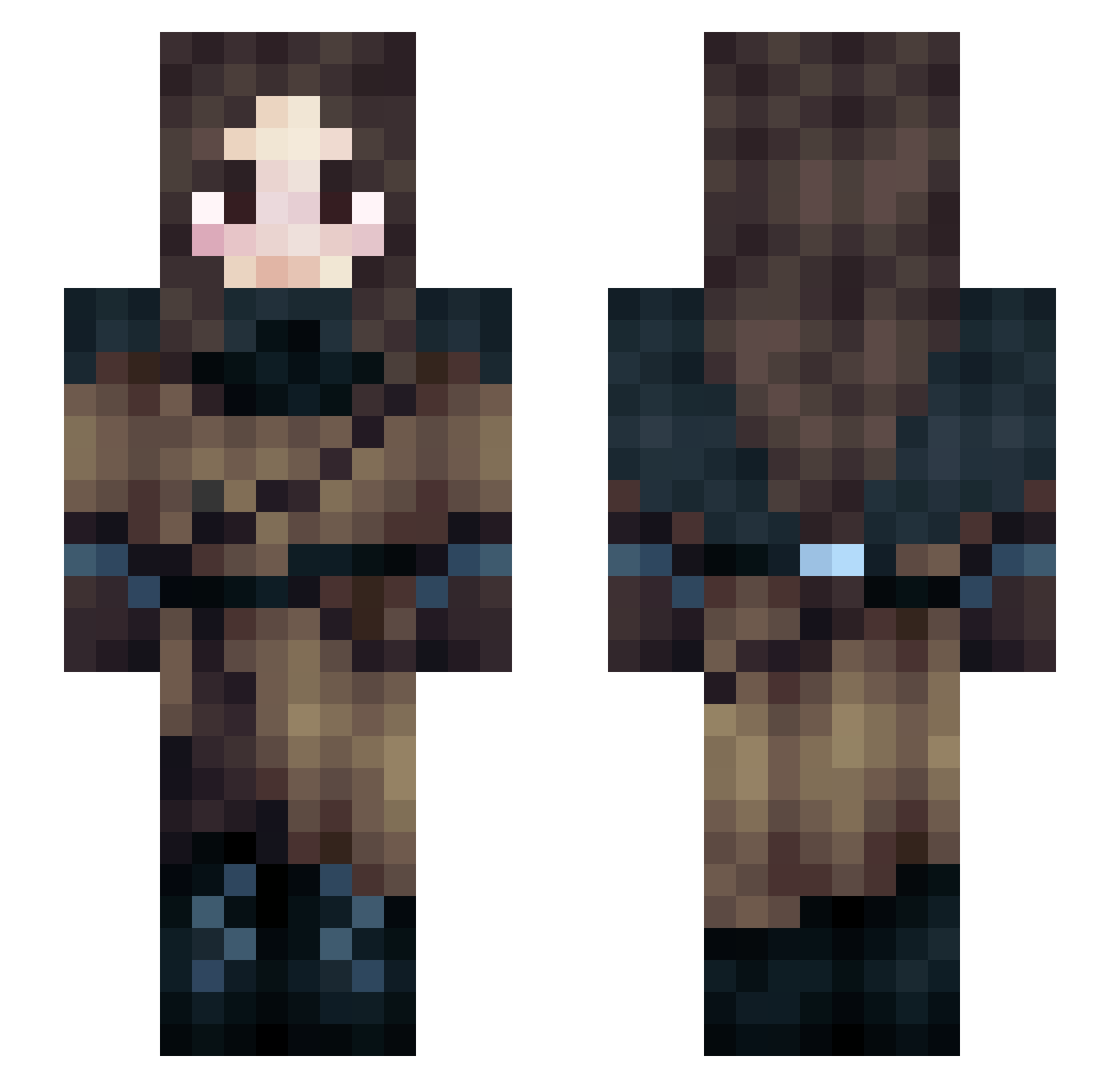 Femmasss Minecraft skin, front and back view