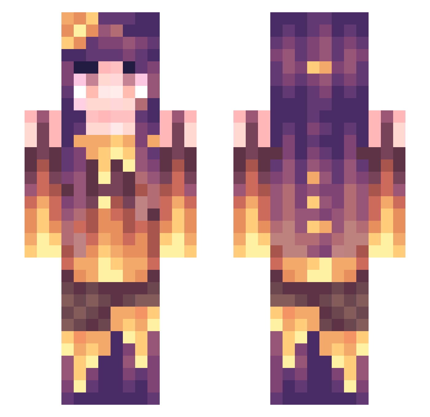 HappyUnicorn23 Minecraft skin, front and back view