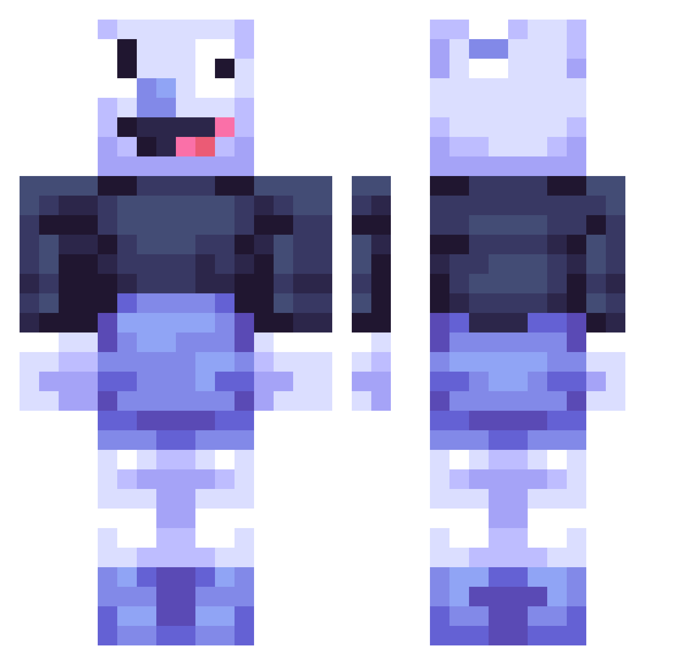 LilBaseh Minecraft skin, front and back view