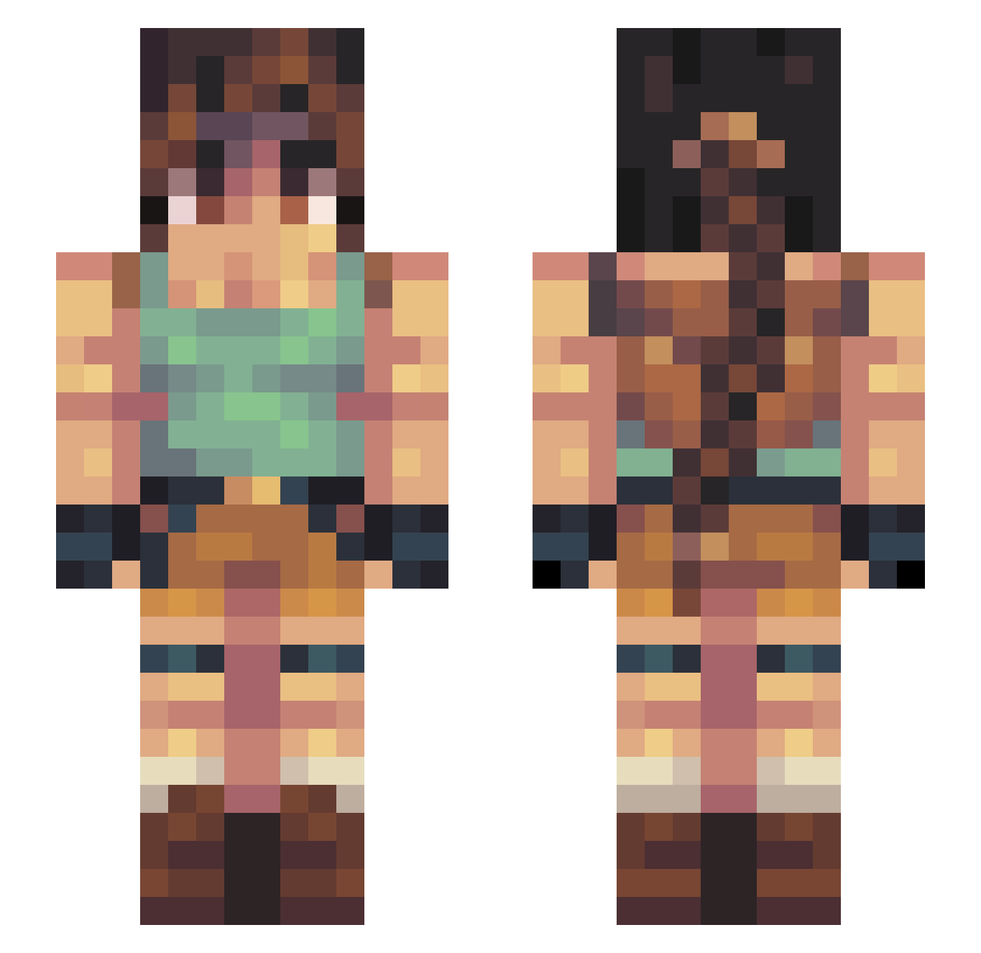 AnIrishDragon Minecraft skin, front and back view