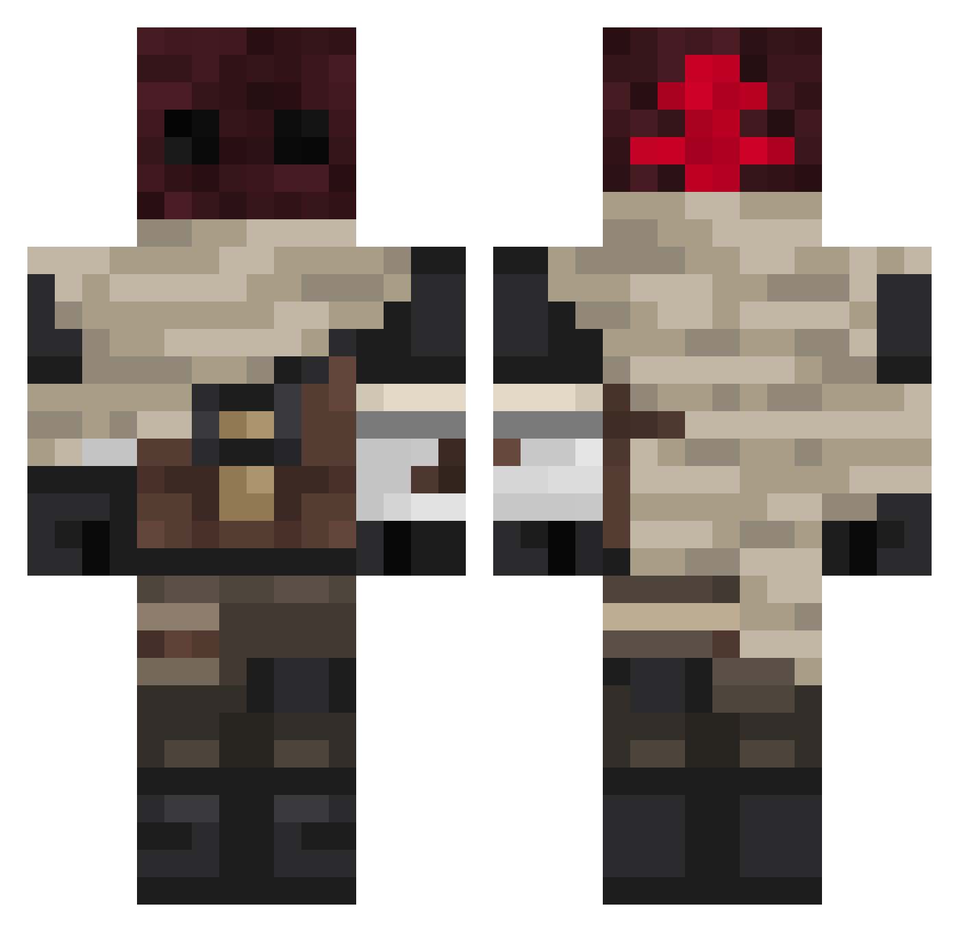 Heccensmasher Minecraft skin, front and back view