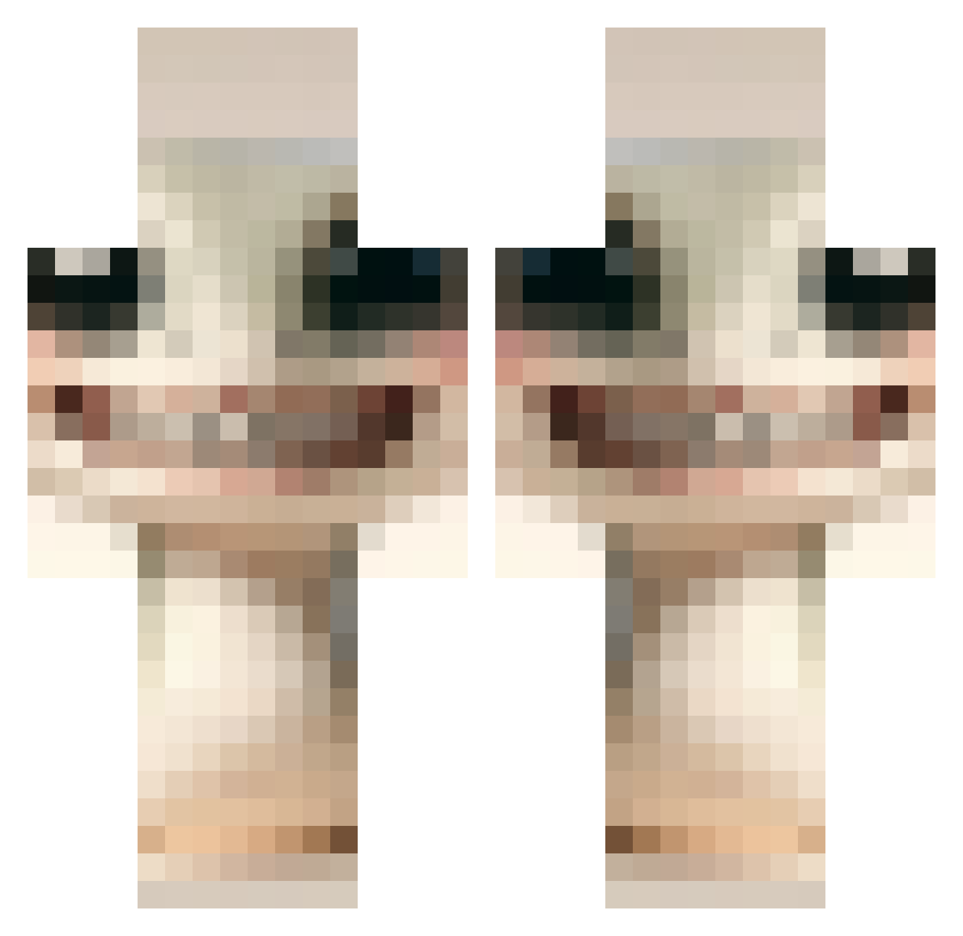FPSLevi Minecraft skin, front and back view