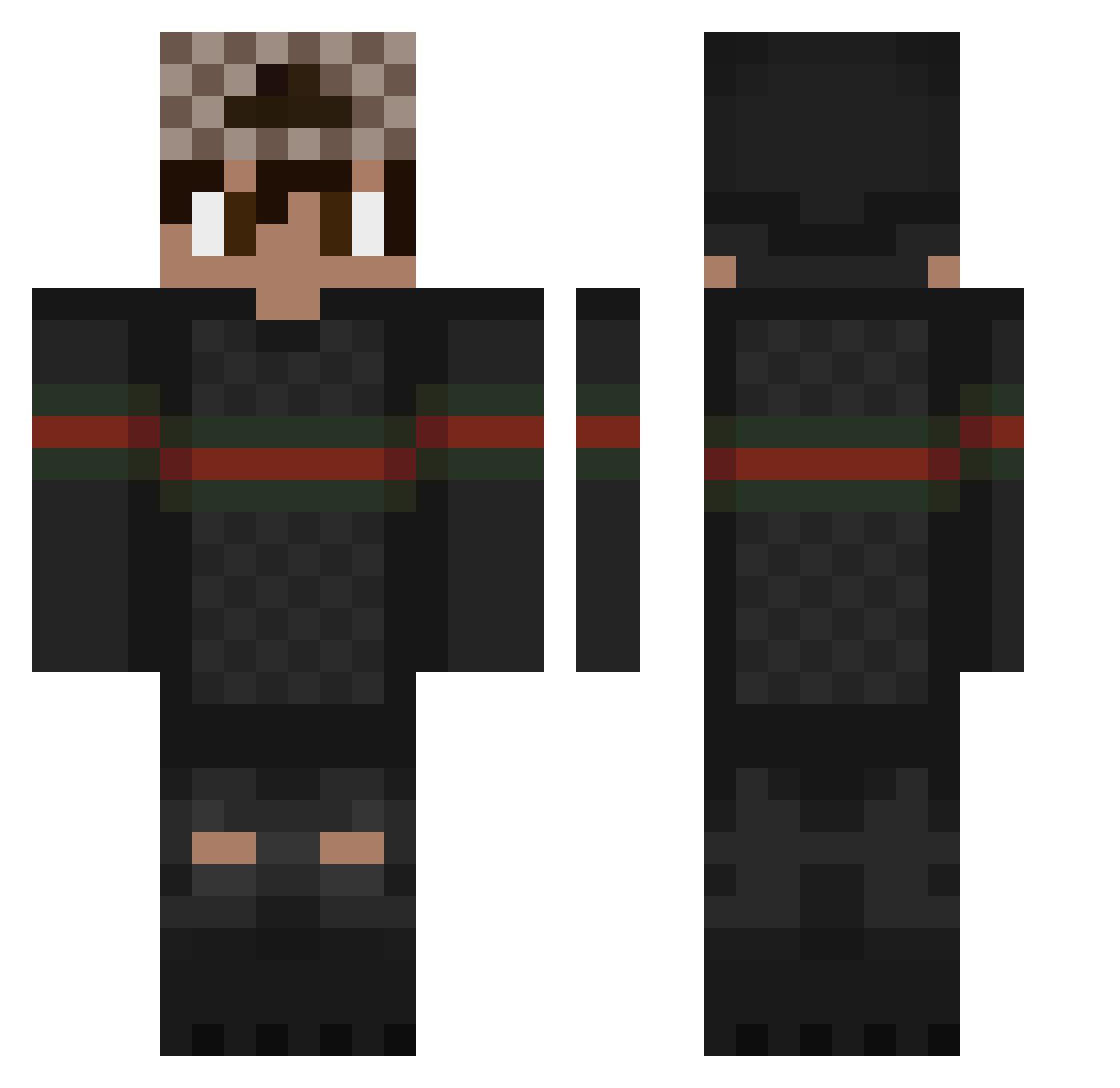 ExInFaMouS Minecraft skin, front and back view