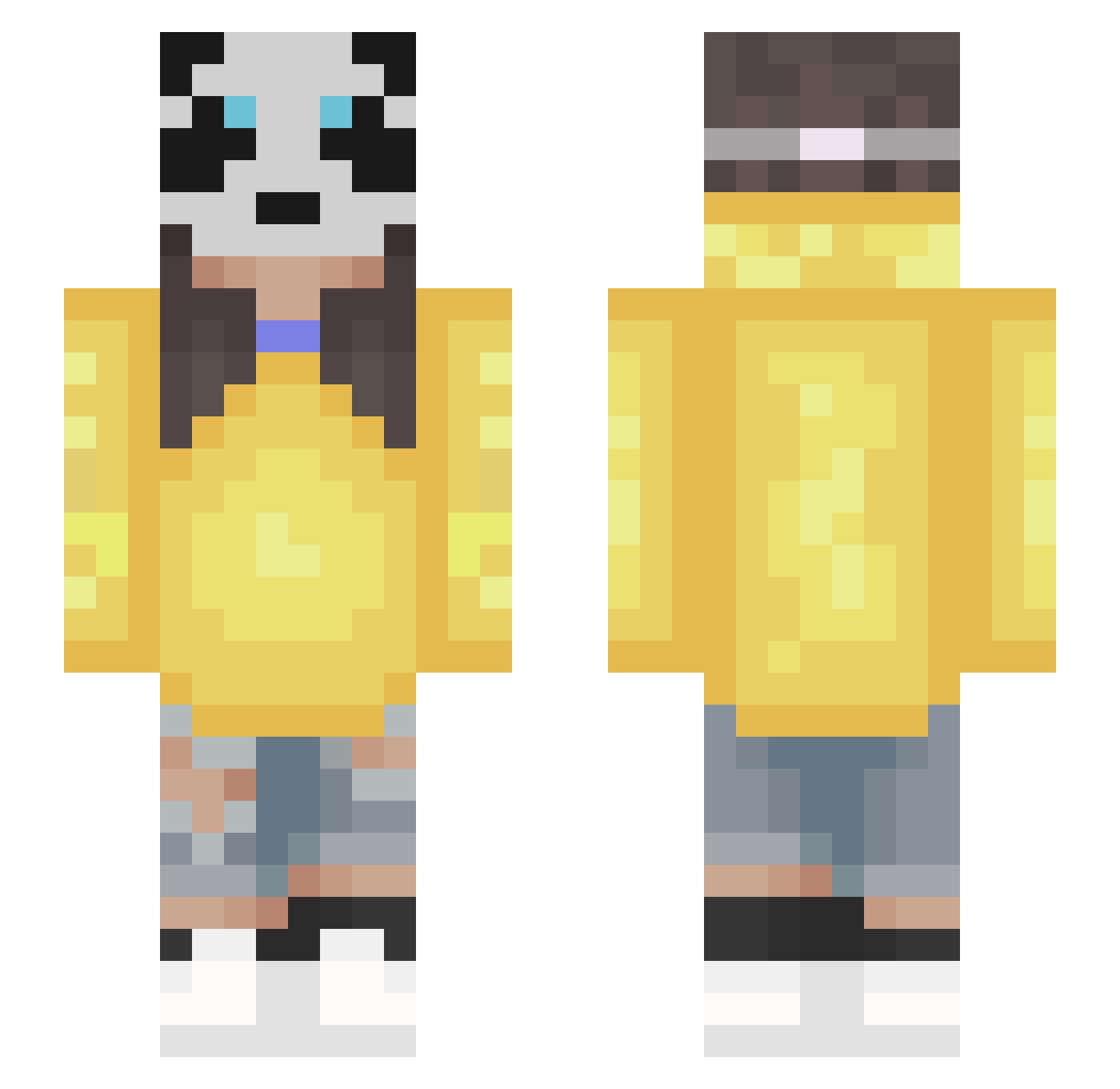 notvikis Minecraft skin, front and back view