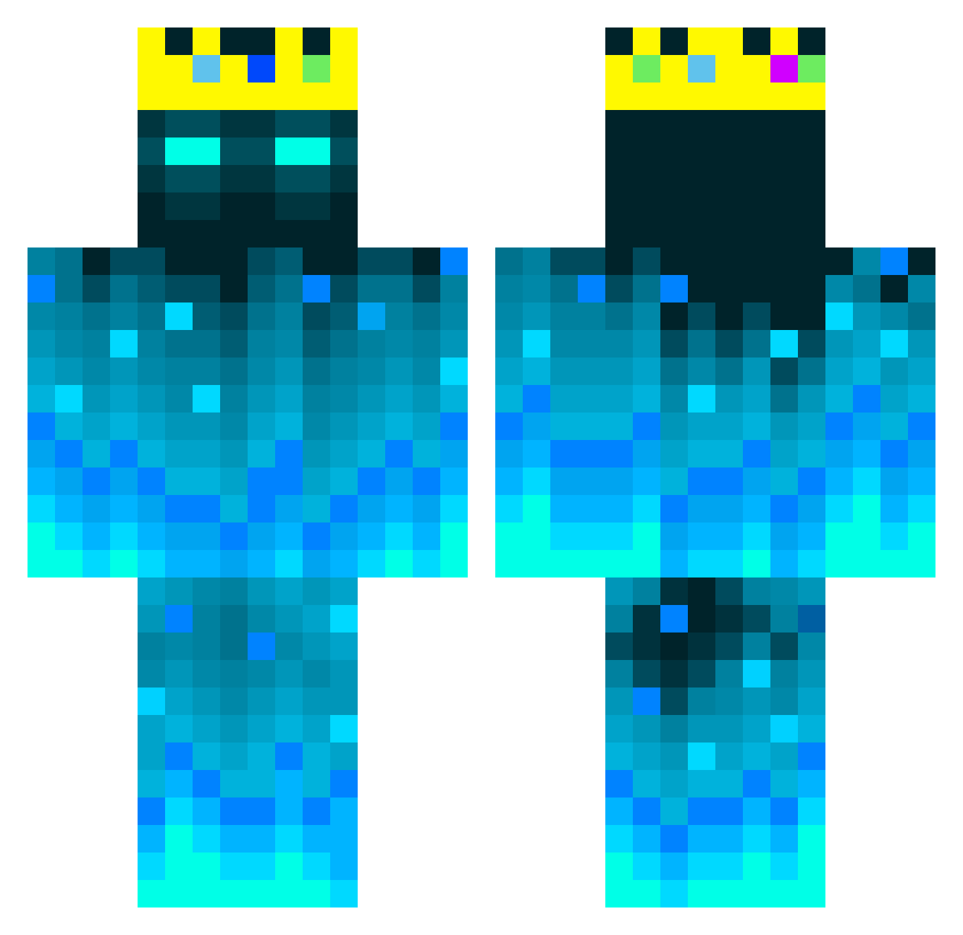 Globik Minecraft skin, front and back view