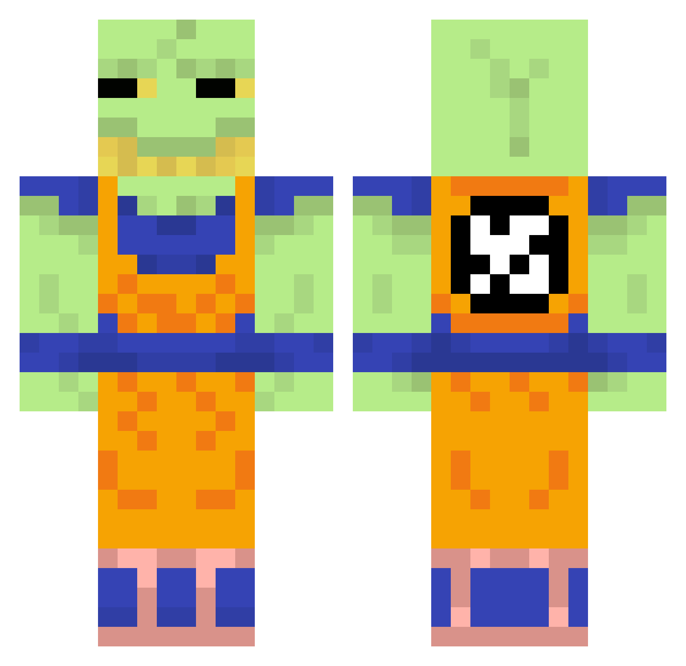 mspaintChef Minecraft skin, front and back view