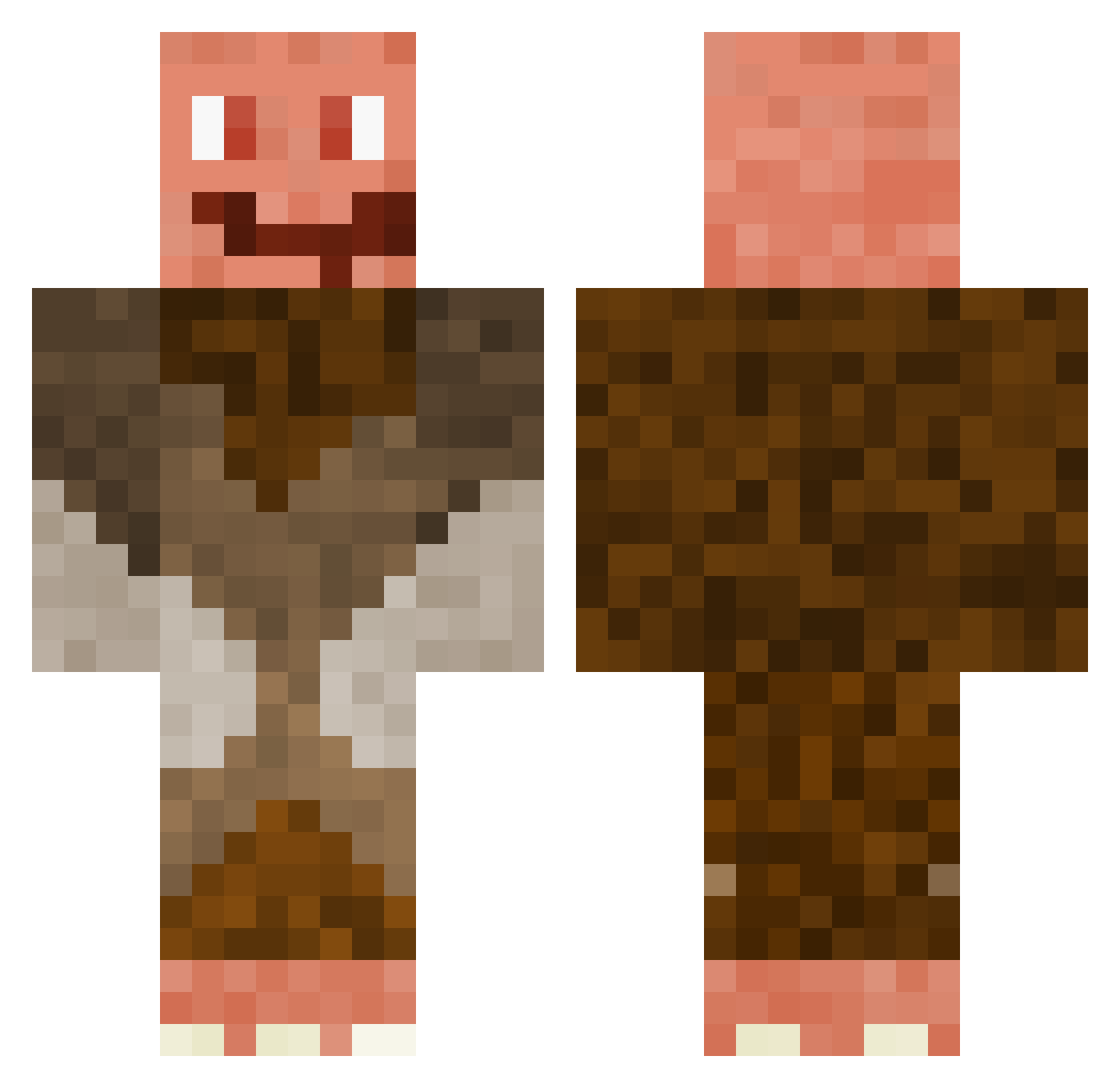 NuttyTurd Minecraft skin, front and back view