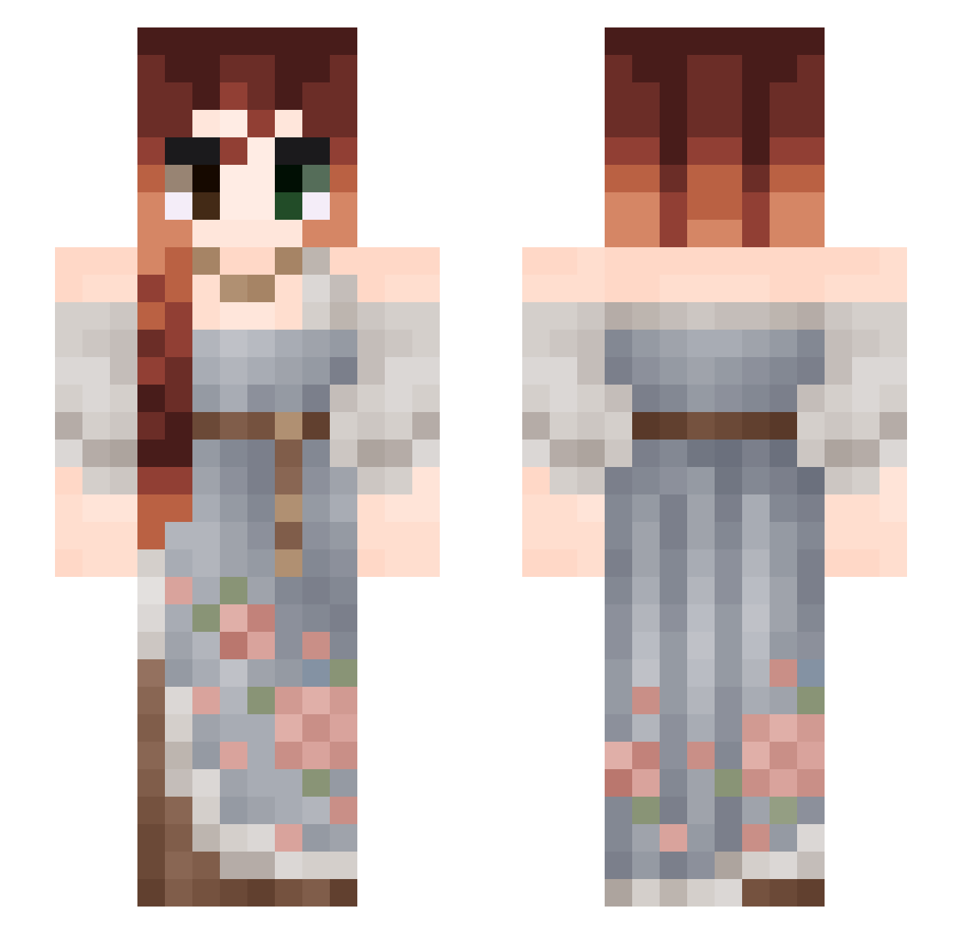 Rezvix Minecraft skin, front and back view