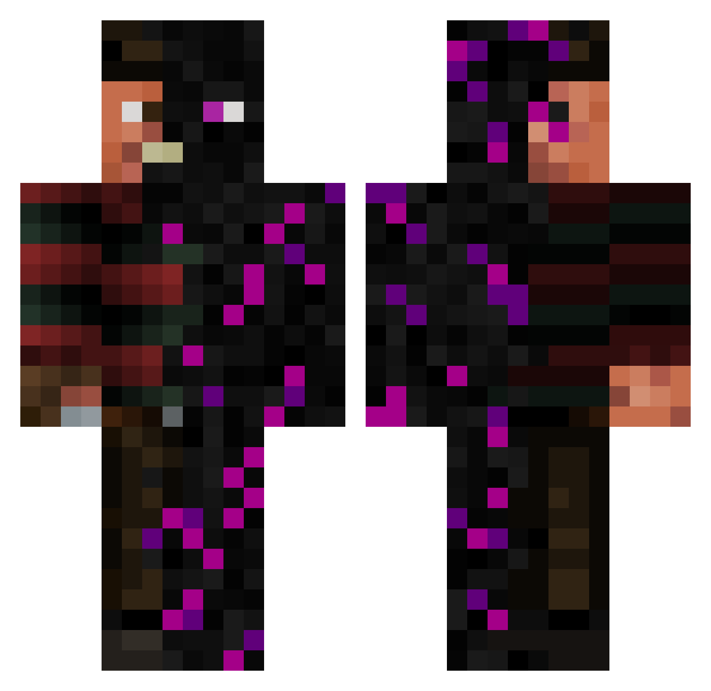 TwIzMonster Minecraft skin, front and back view