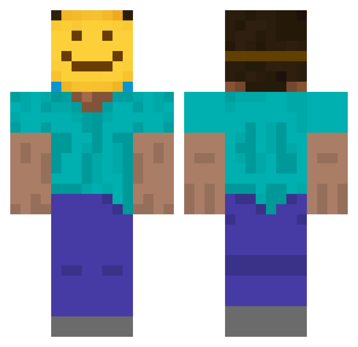SectRQ Minecraft skin, front and back view